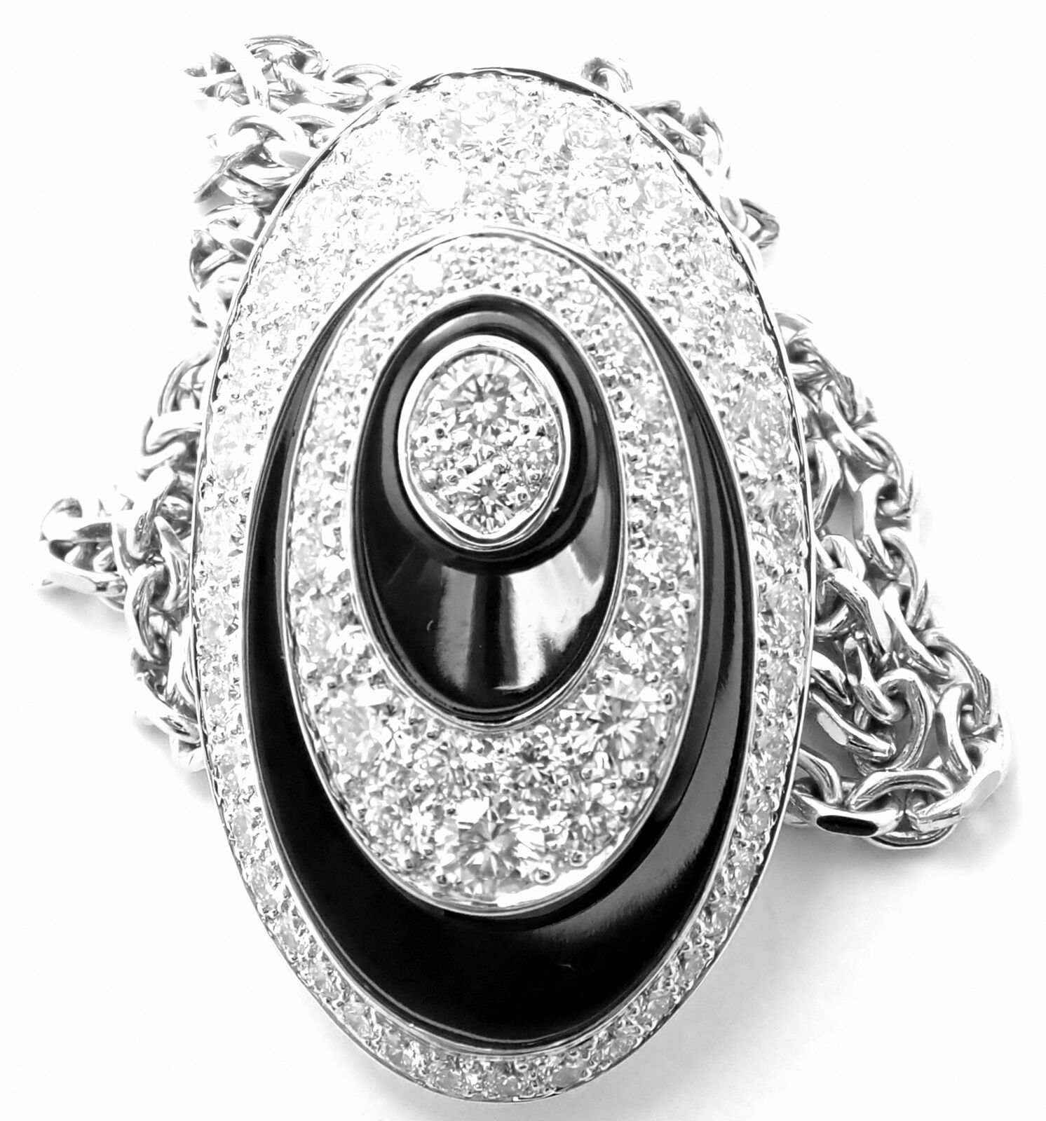 Rare! Authentic Cartier Hypnose 18k White Gold Diamond Silk Cord Chain Necklace | Fortrove