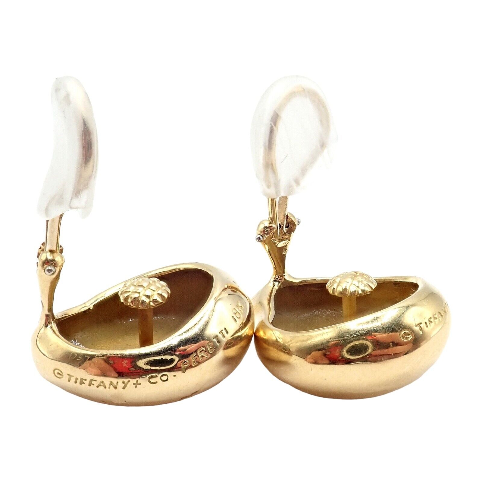 Authentic Tiffany & Co Peretti 18k Yellow Gold Extra Large Thumbprint Earrings | Fortrove