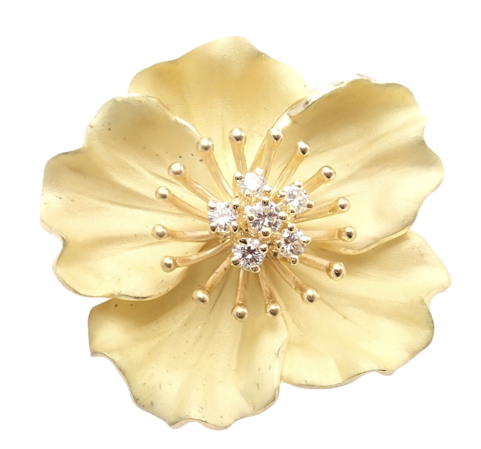 Tiffany & Co. Jewelry & Watches:Fine Jewelry:Brooches & Pins Authentic! Tiffany & Co 18k Yellow Gold Diamond Dogwood Flower Brooch Pin