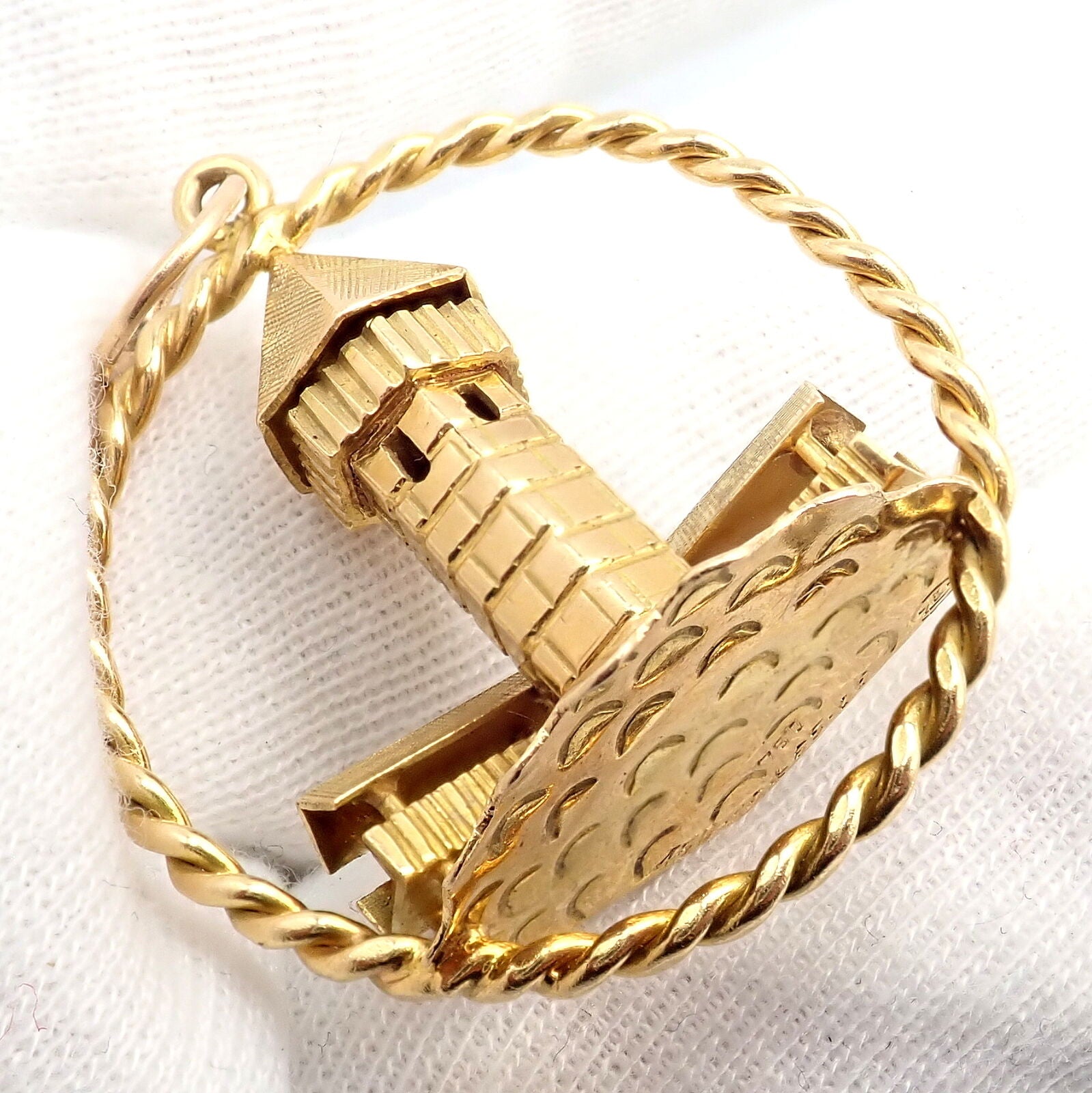 Rare! Vintage Gubelin 18k Yellow Gold Tower Charm Pendant | Fortrove