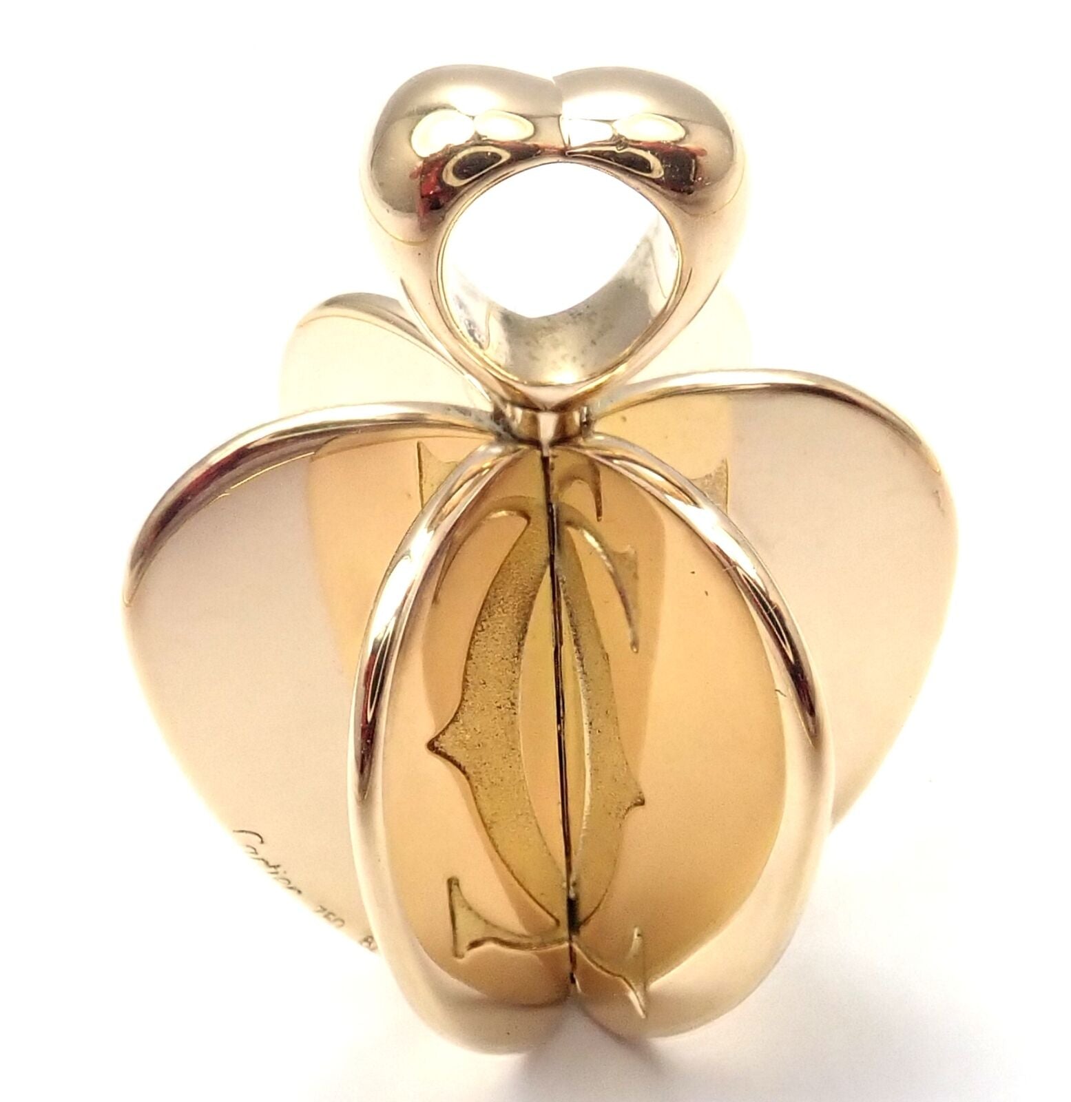 Authentic! Cartier 18k Yellow Gold Double C Apple Heart Pendant Chain Necklace | Fortrove