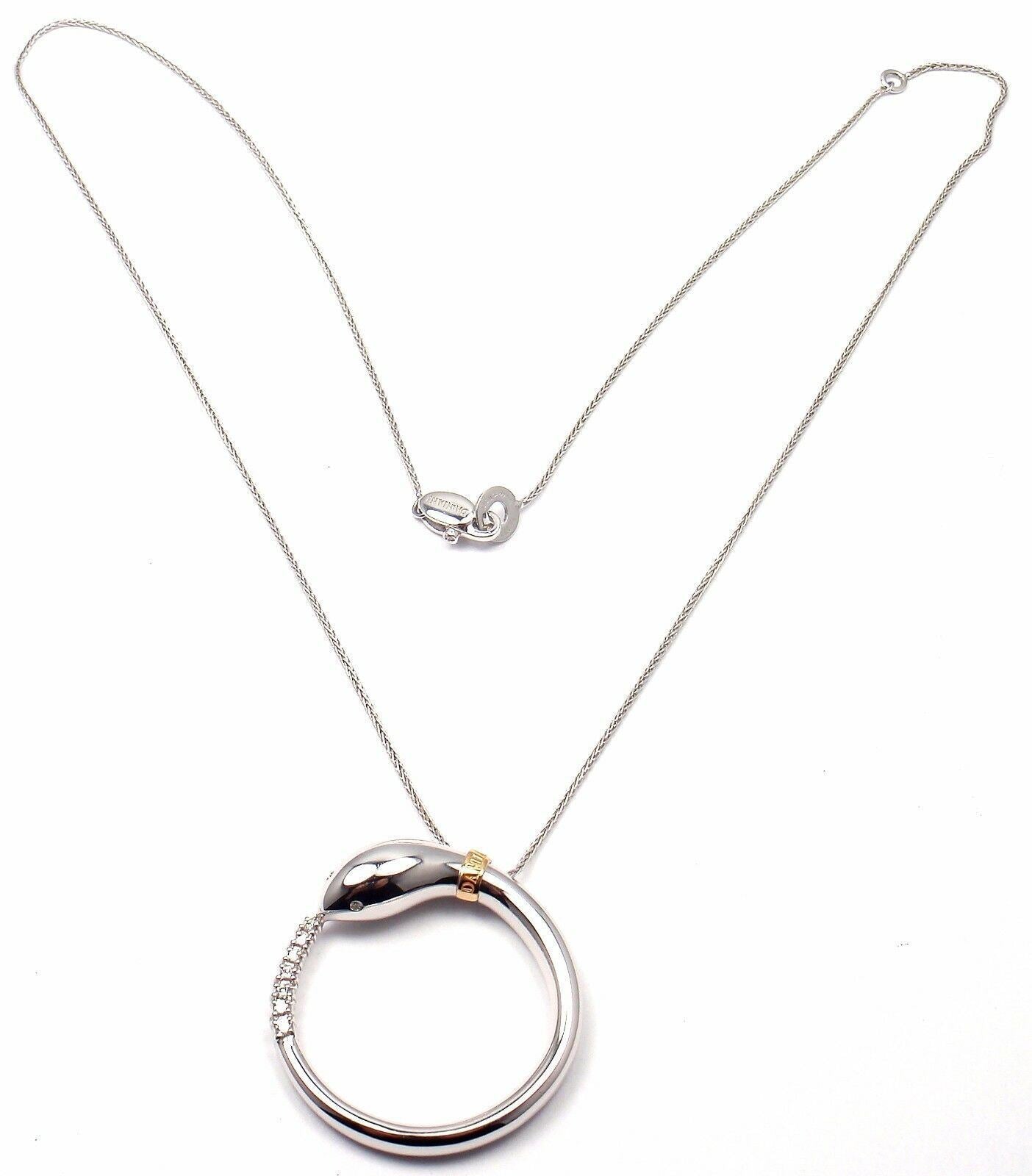 Authentic! Damiani Infinito 18k White Gold Diamond Snake Pendant Necklace | Fortrove