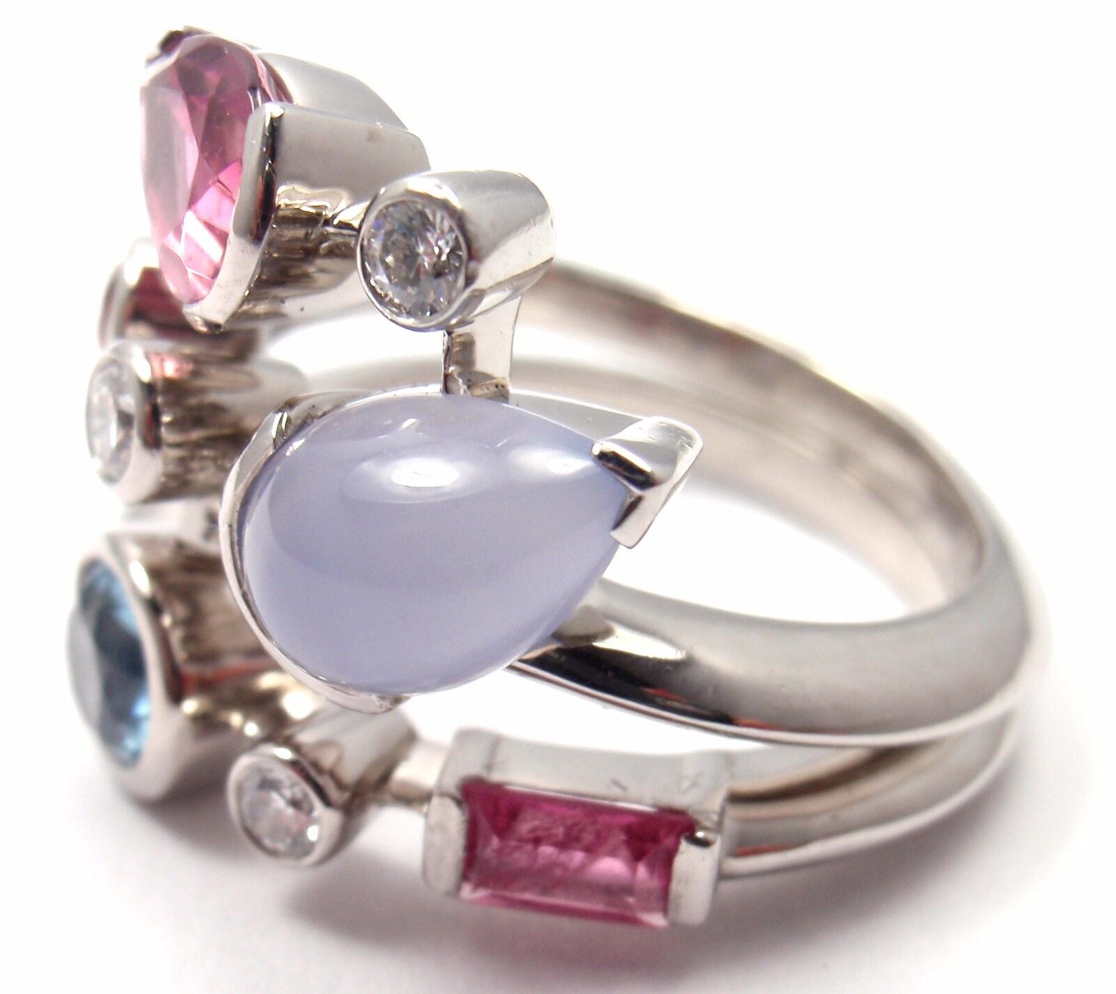 Authentic! Cartier Meli Melo Platinum Chalcedony Tourmaline Garnet Diamond Ring | Fortrove