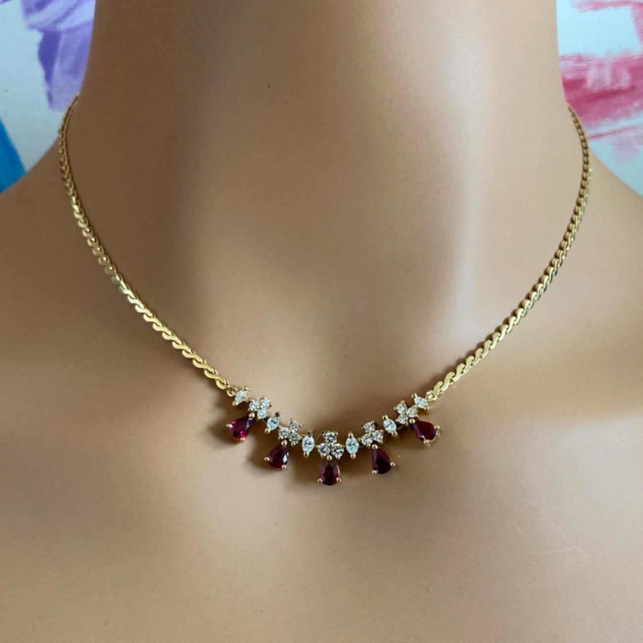 H. Stern Jewelry & Watches:Fine Jewelry:Necklaces & Pendants Rare! Authentic H. Stern 18k Yellow Gold White Diamond Ruby Necklace