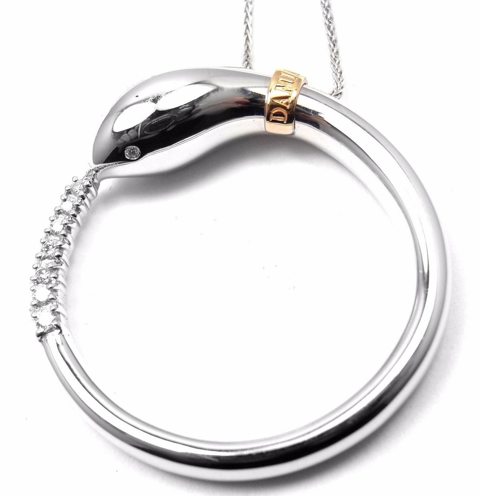 Authentic! Damiani Infinito 18k White Gold Diamond Snake Pendant Necklace | Fortrove