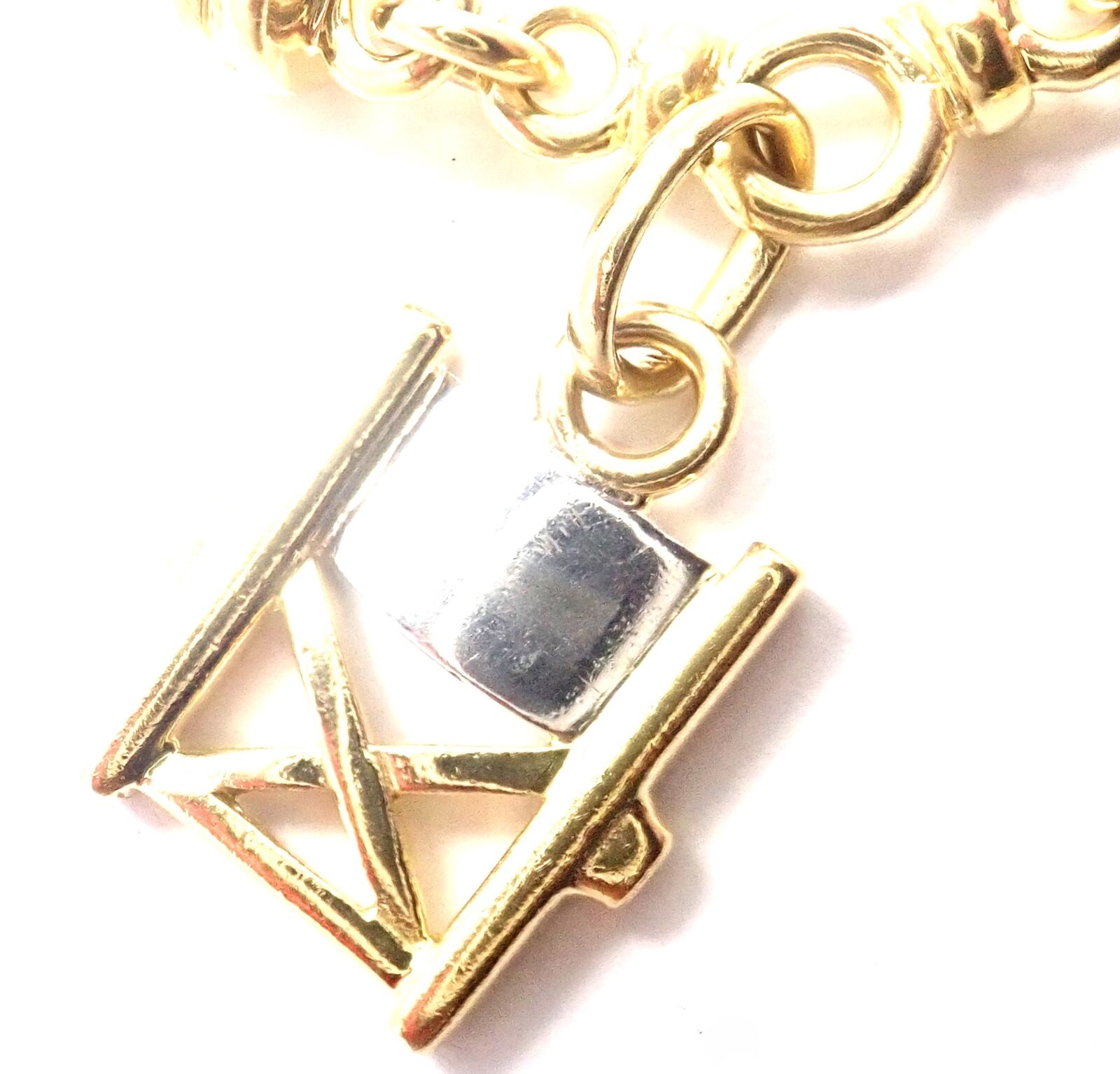 Rare! Authentic Pomellato 18k Yellow & White Gold Cinema Charm Bracelet | Fortrove