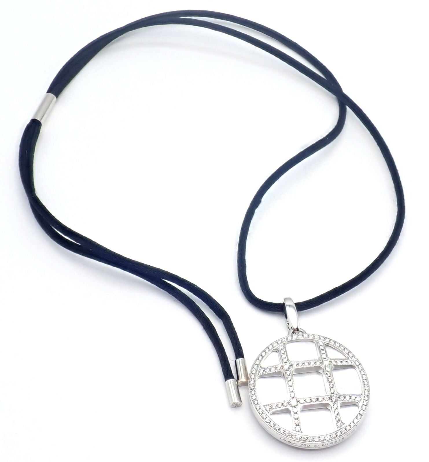 Cartier Pasha 18k White Gold Pave Diamond Mother Of Pearl Pendant Necklace | Fortrove