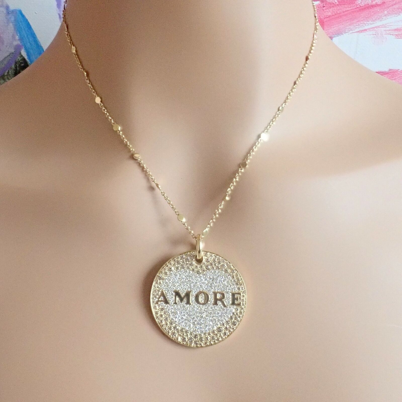 Pasquale Bruni 18k Yellow Gold Large Diamond + Sapphire Amore Pendant Necklace | Fortrove