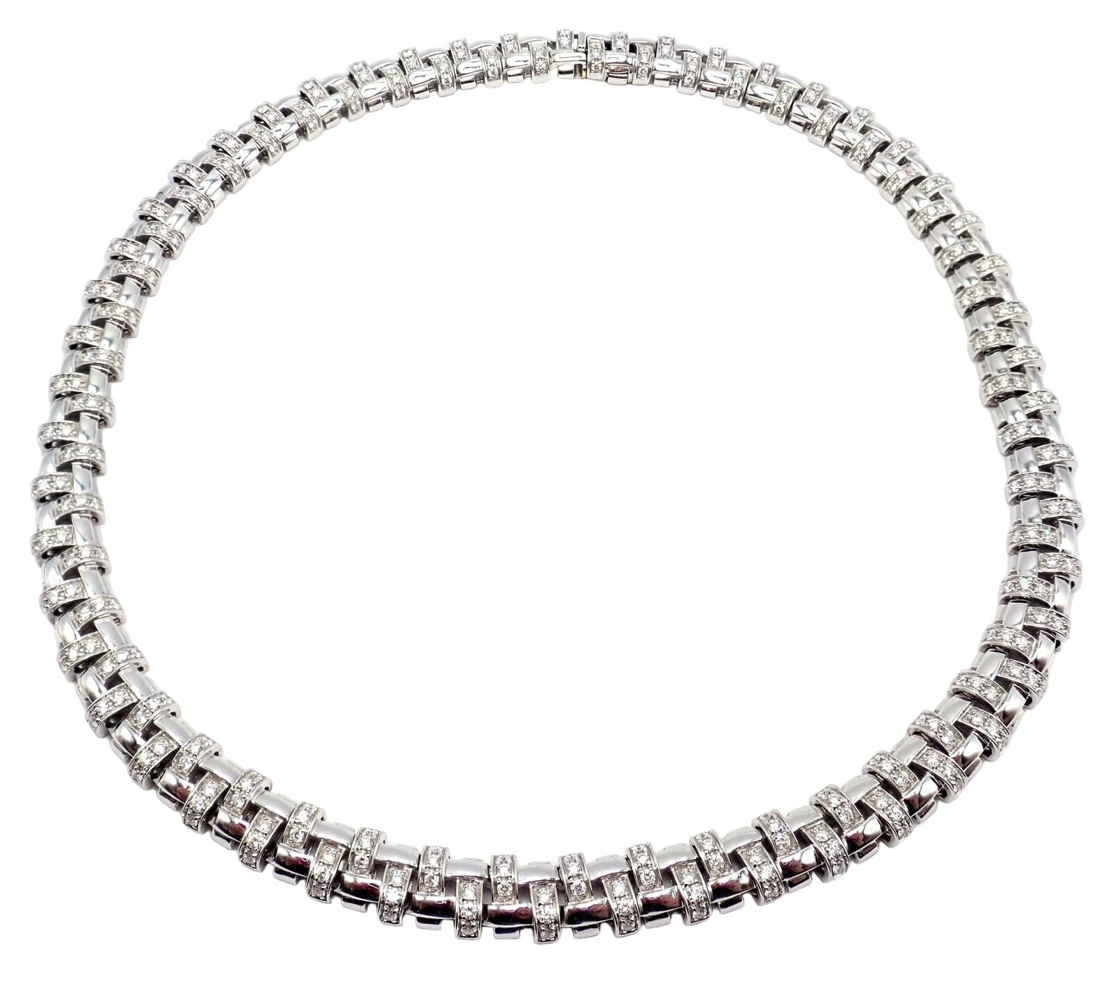 Tiffany & Co. Jewelry & Watches:Fine Jewelry:Necklaces & Pendants Authentic! Tiffany & Co Vannerie 18k White Gold Basket Weave Diamond Necklace