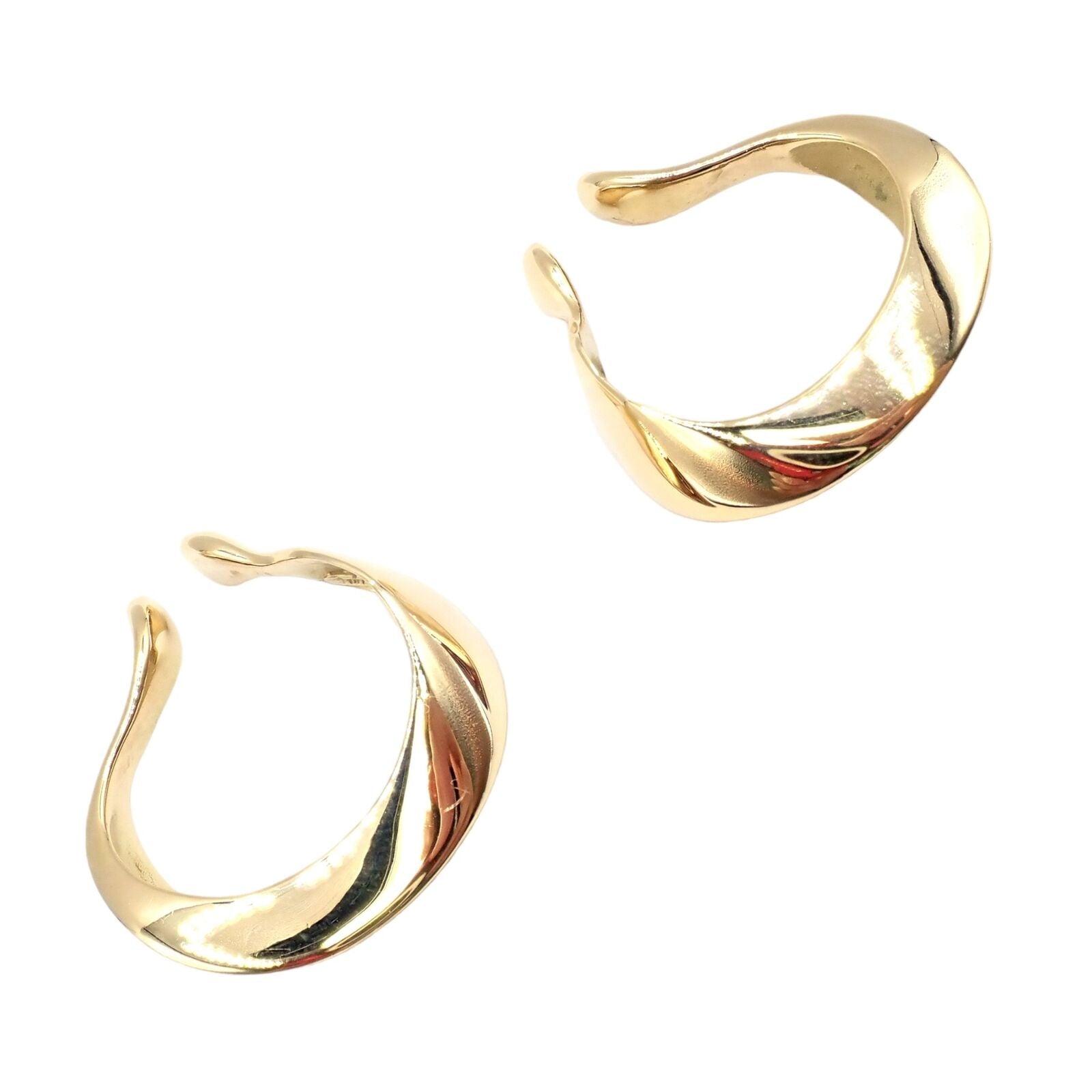 Authentic Vintage Tiffany & Co 18k Yellow Gold Peretti Lily Lobe Hoop Earrings | Fortrove
