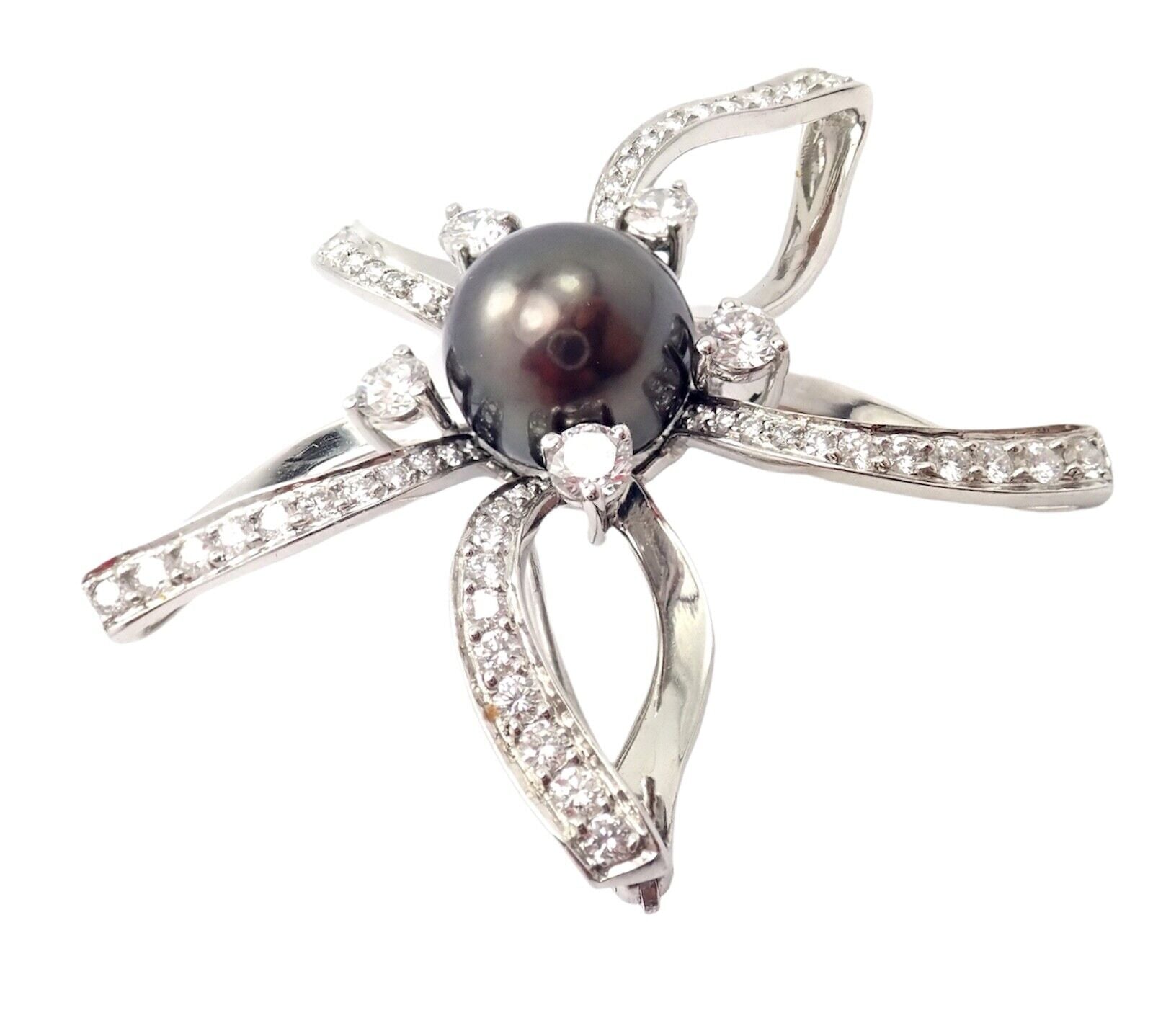 Mikimoto Jewelry & Watches:Fine Jewelry:Brooches & Pins Rare! Authentic Mikimoto Platinum Diamond Tahitian South Sea Pearl Brooch Pin