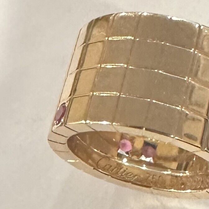 Cartier Jewelry & Watches:Fine Jewelry:Rings Authentic! Cartier 18k Rose Gold Lanieres Diamond Pink Sapphire Wide Band Ring