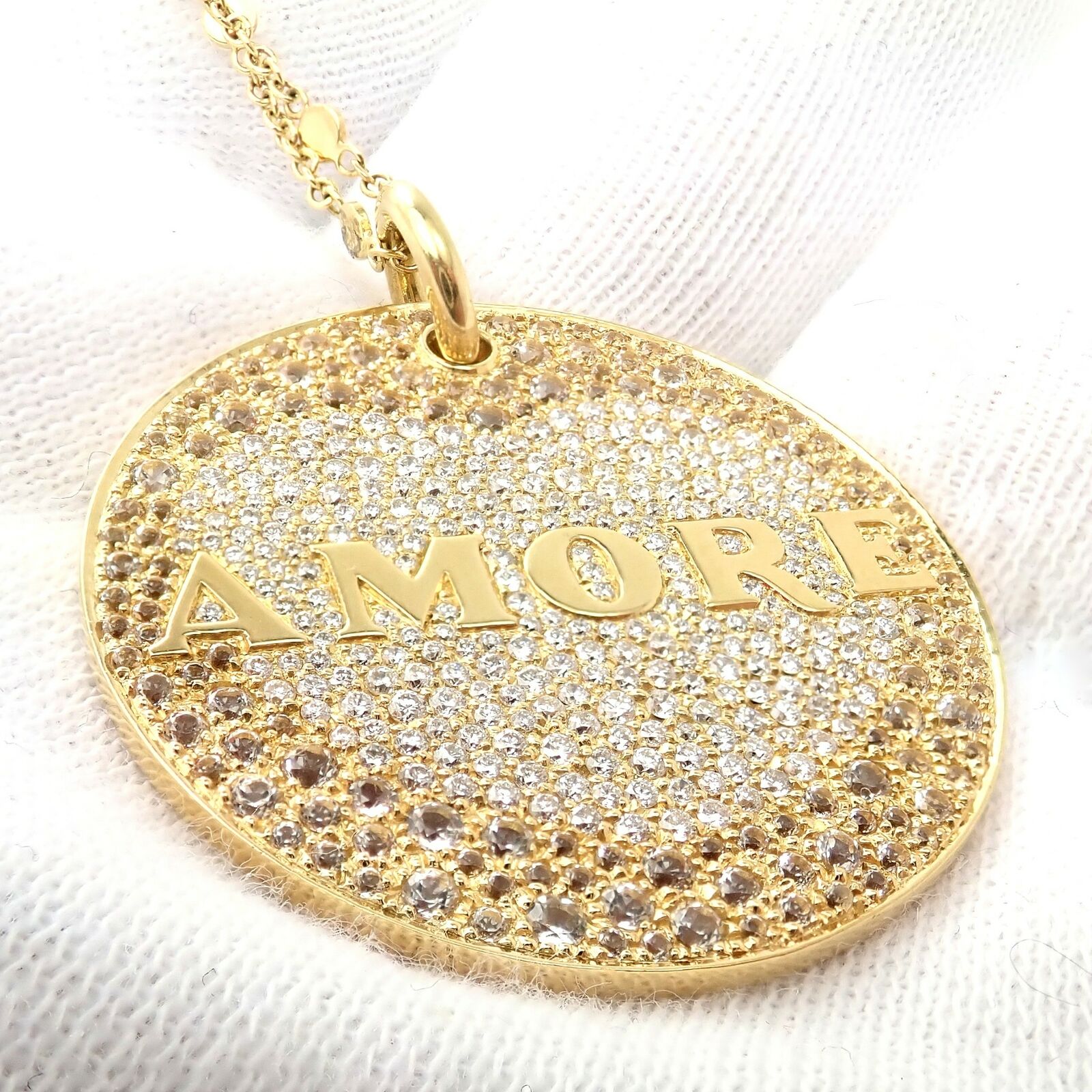 Pasquale Bruni 18k Yellow Gold Large Diamond + Sapphire Amore Pendant Necklace | Fortrove
