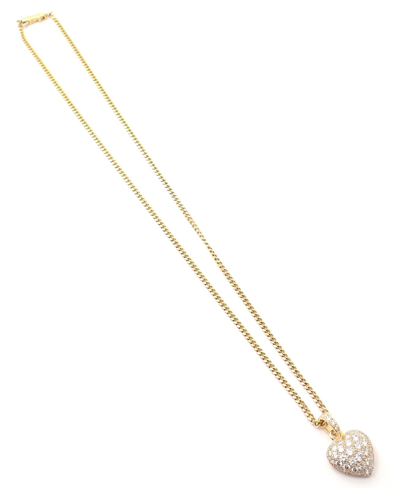 Authentic! Cartier 18k Yellow Gold 2ct Diamond Pavé Large Heart Pendant Necklace | Fortrove