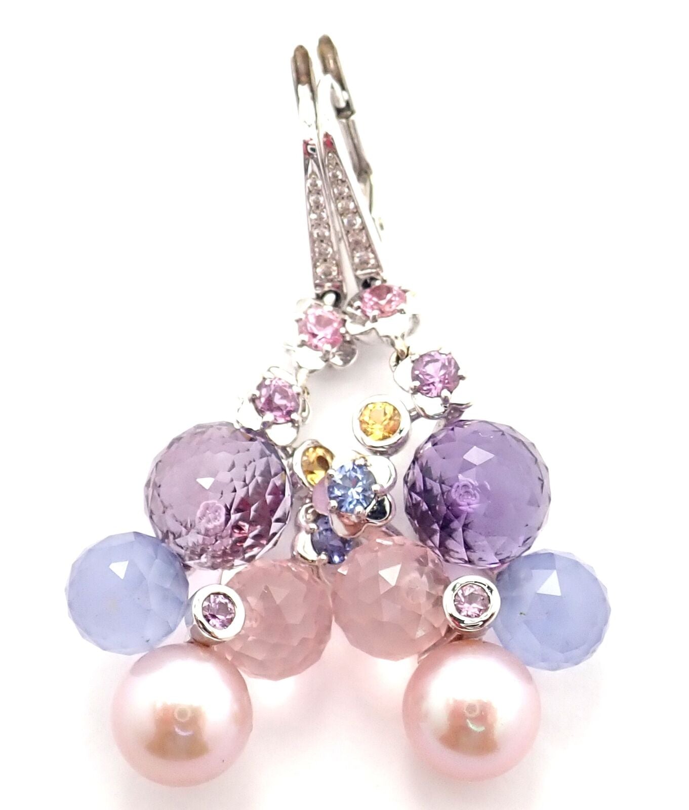 CHANEL Jewelry & Watches:Fine Jewelry:Earrings Authentic! Chanel Mademoiselle 18k White Gold Diamond Amethyst Pearl Earrings