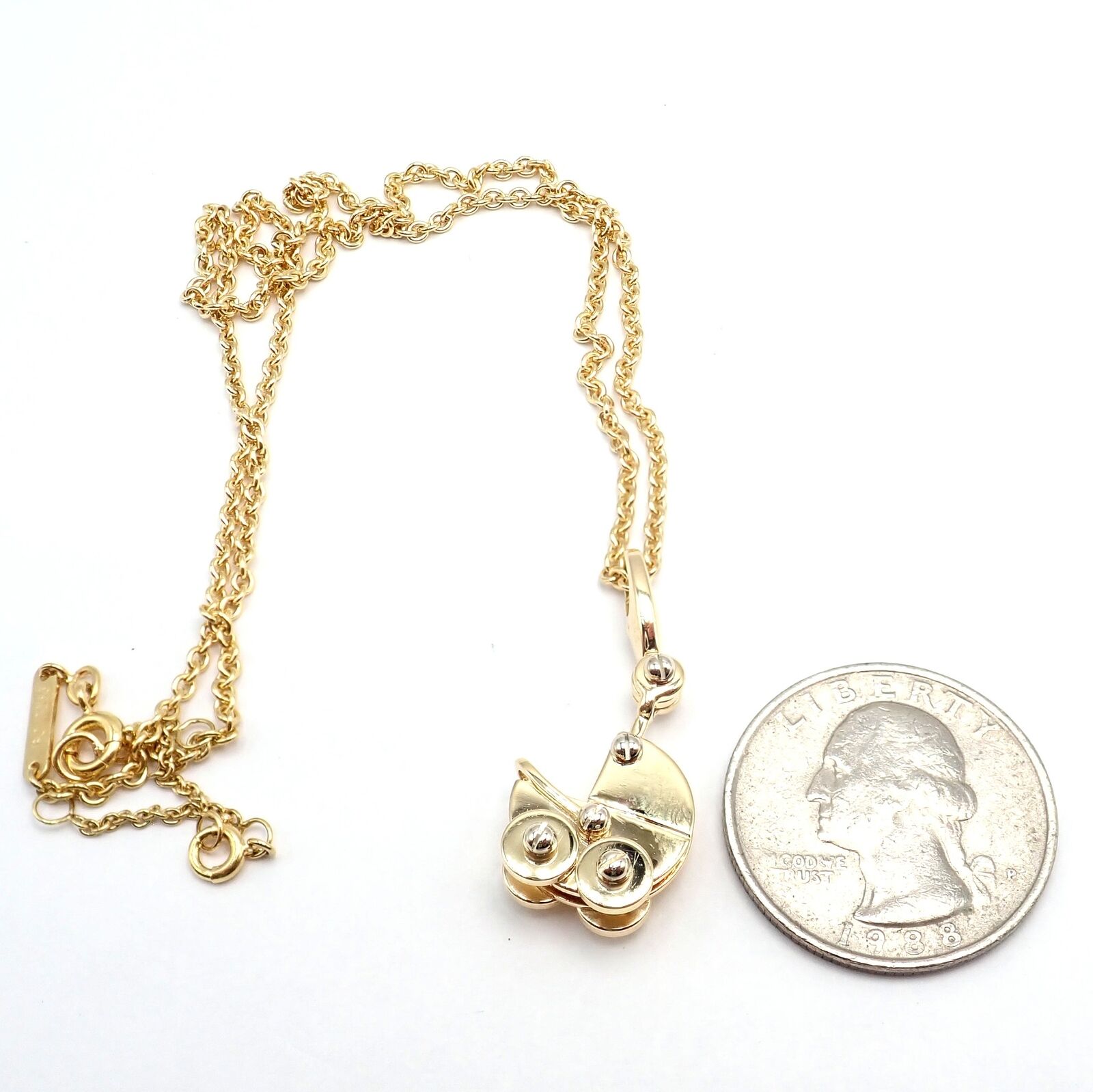 Authentic! Cartier 18k Yellow Gold Baby Carriage Stroller Charm Pendant Necklace | Fortrove