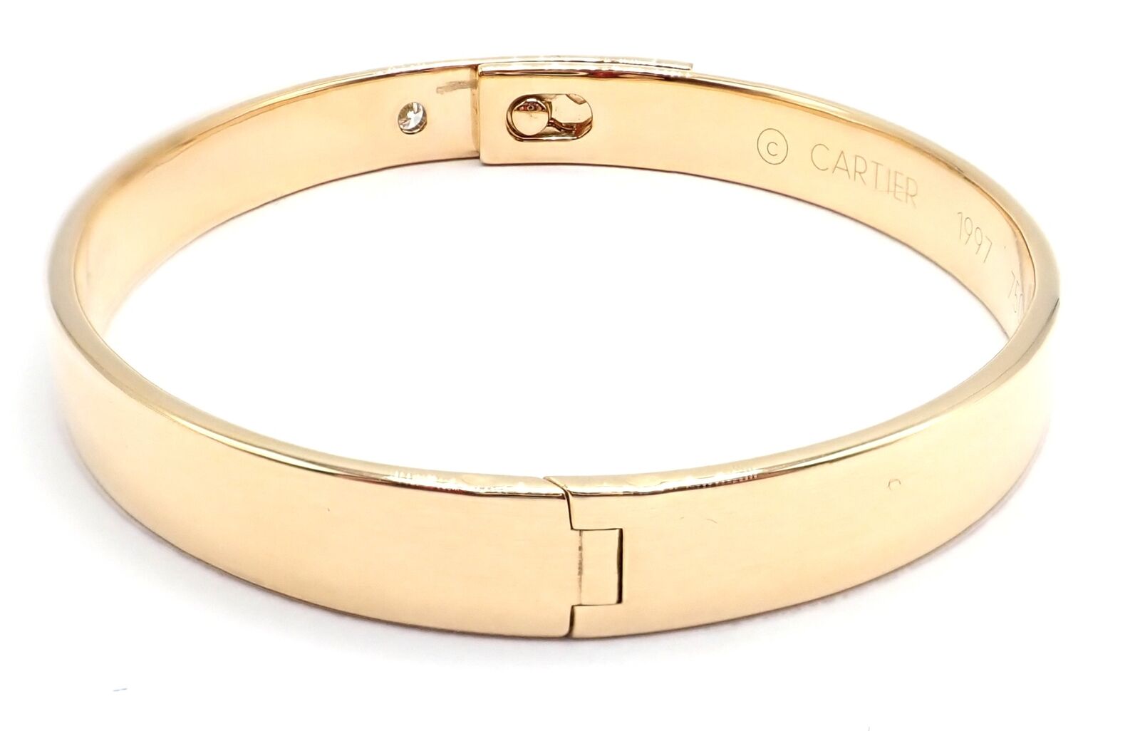 Authentic! Cartier 18k Yellow Gold Diamond Anniversary Bangle Bracelet Size 17 | Fortrove