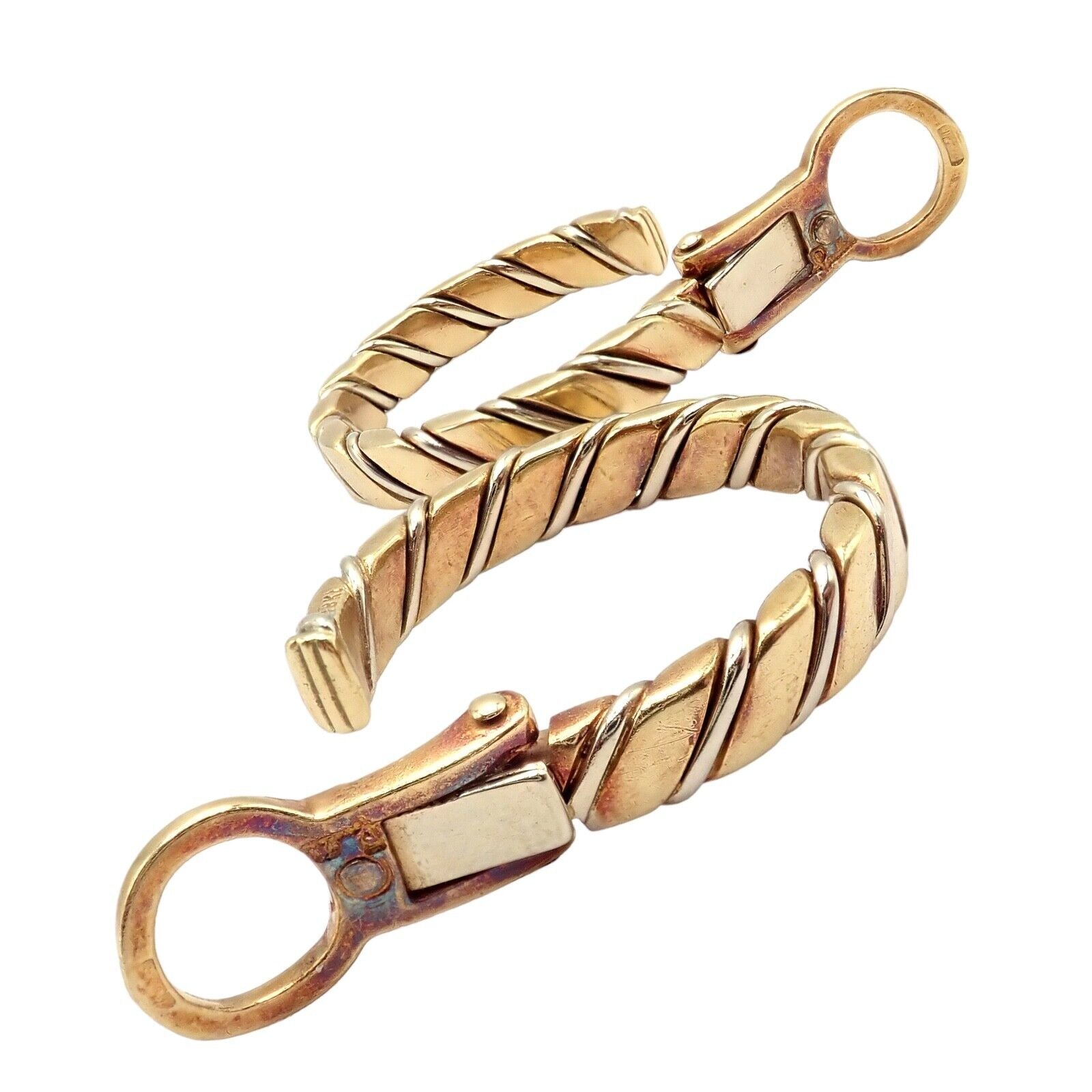 Rare! Authentic Pomellato 18k Yellow + White Gold Hoop Earrings | Fortrove