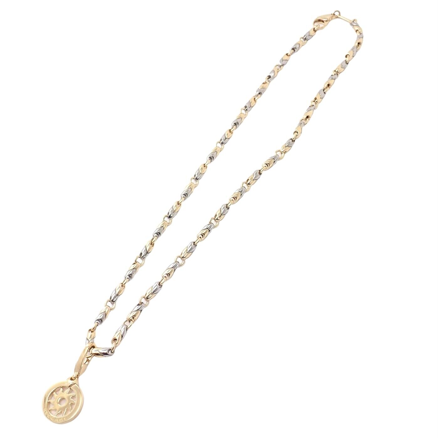 Authentic! Bulgari Tondo Sun 18k Yellow Gold Sun Pendant + 18k/SS Chain Necklace | Fortrove