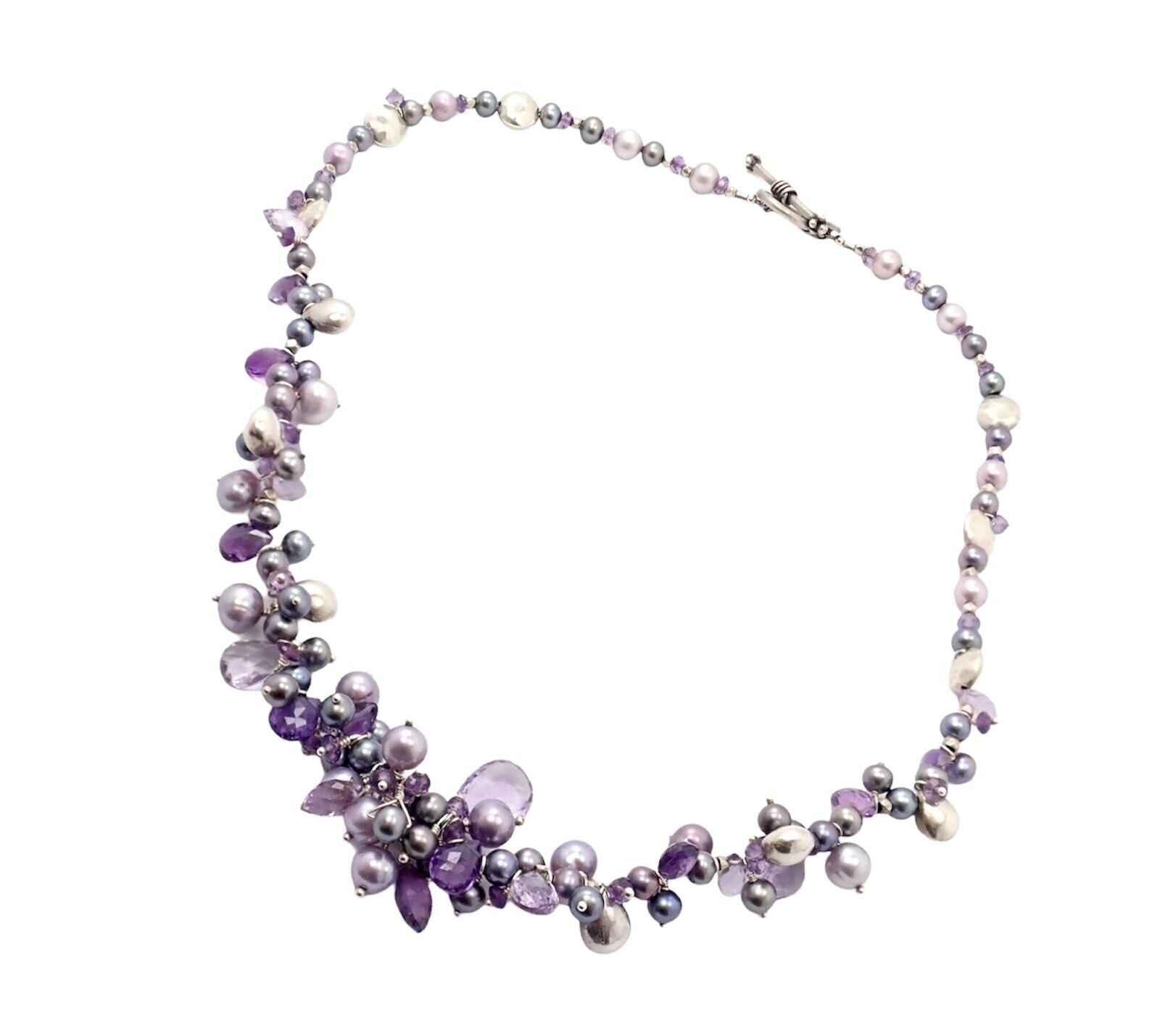 Laura Gibson Jewelry & Watches:Fine Jewelry:Necklaces & Pendants Laura Gibson Silver Purple Amethyst Briolette Pearl Bead Candy Necklace