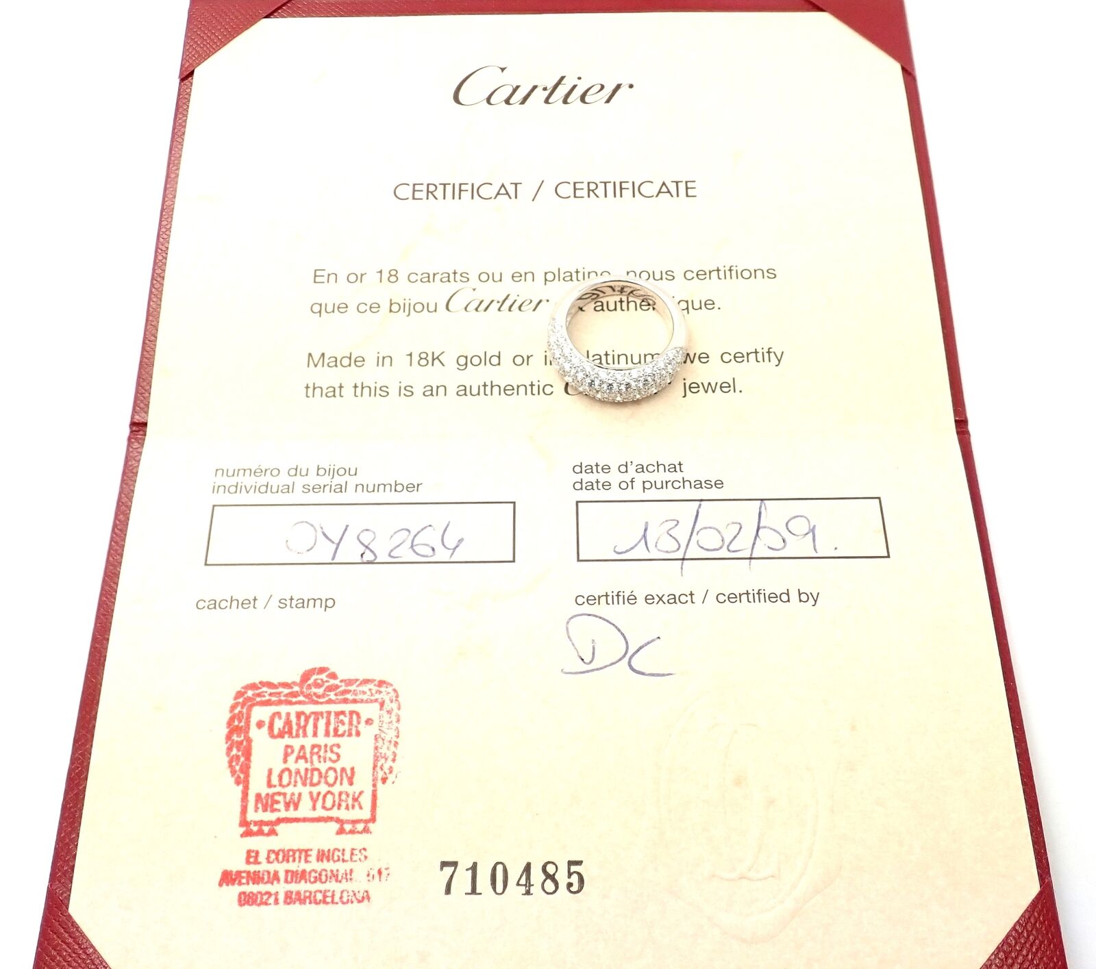 Authentic! Cartier Etincelle De Cartier 18k White Gold Diamond Band Ring | Fortrove