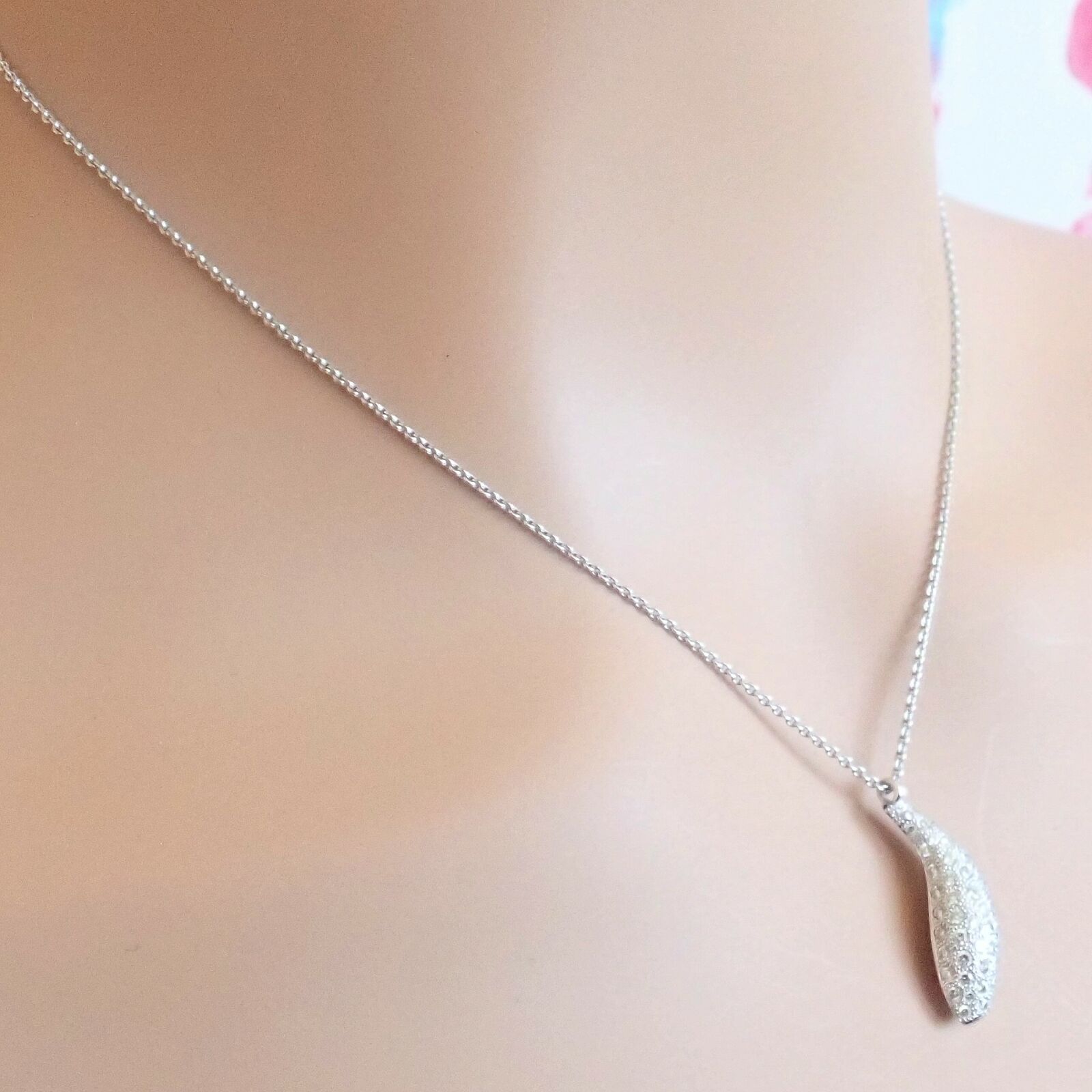 Authentic! Tiffany & Co 18k White Gold Frank Gehry Diamond Fish Necklace | Fortrove