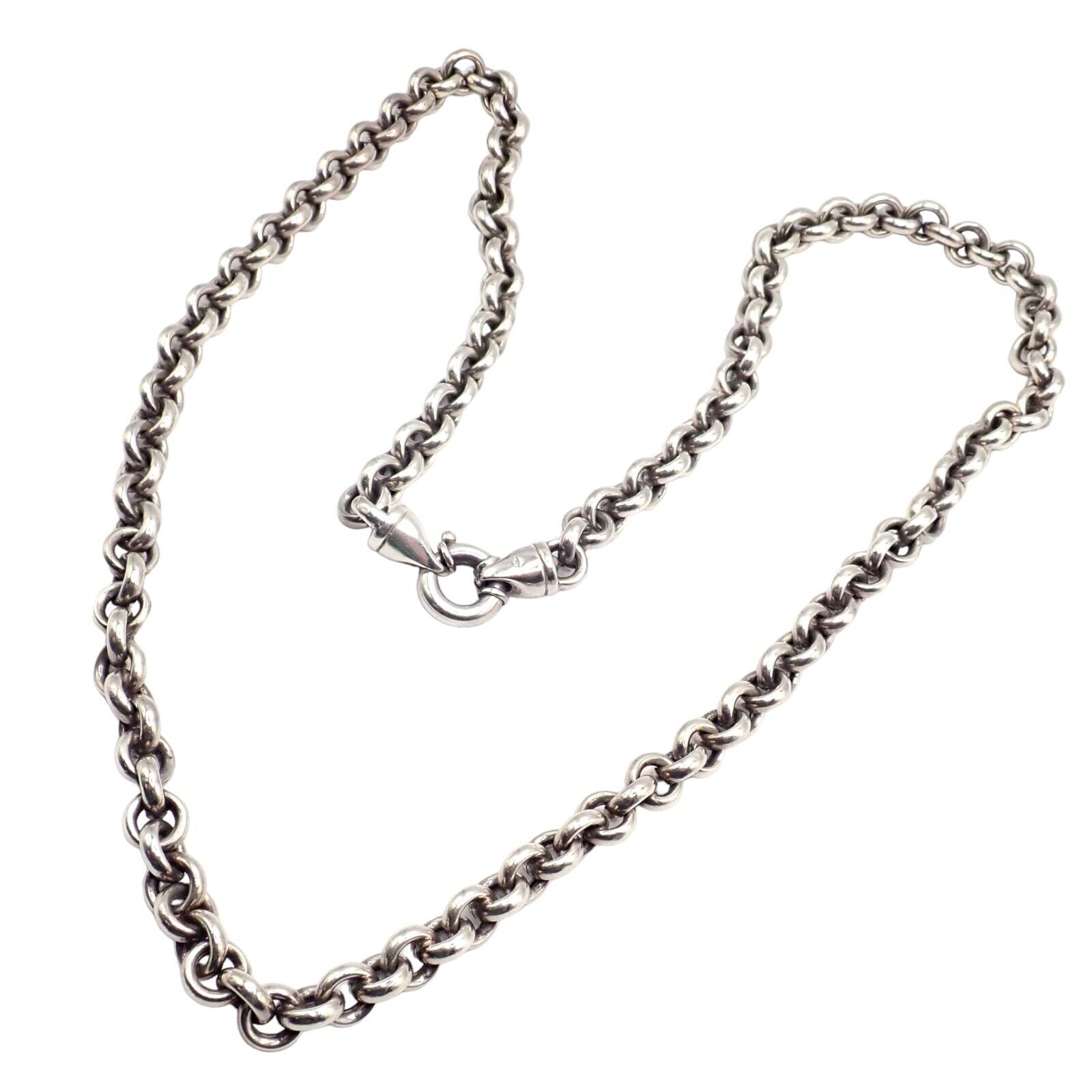 Authentic! Tiffany & Co Sterling Silver Circle Link Long 32" Chain Necklace | Fortrove