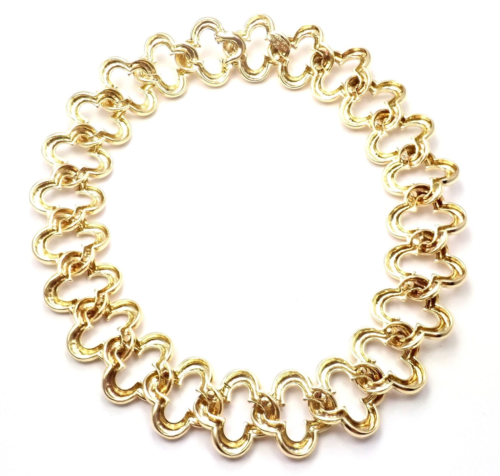 Authentic Van Cleef & Arpels 18k Yellow Gold Large Alhambra Choker Necklace 1998 | Fortrove