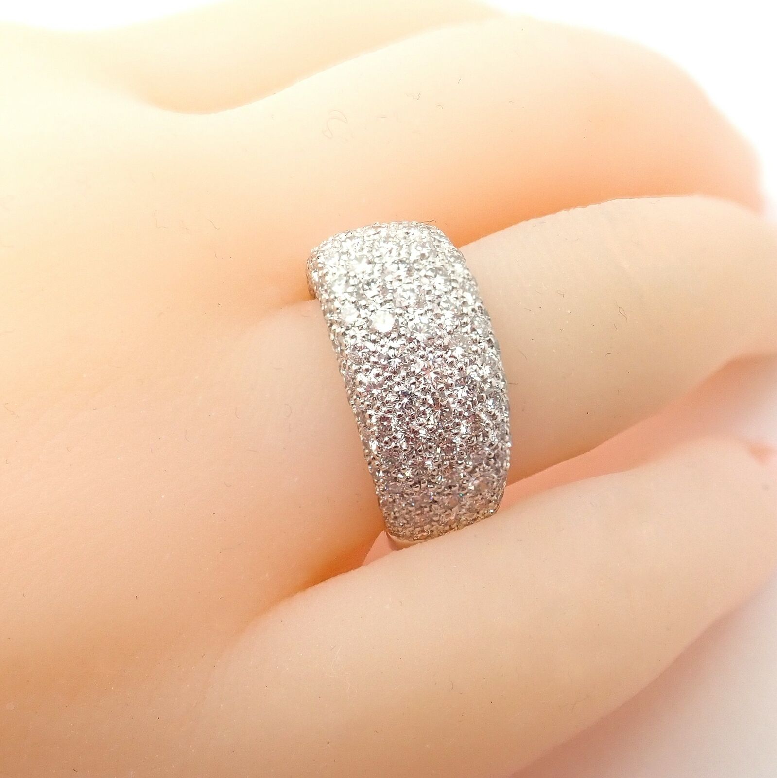 Authentic Cartier 18k White Gold Diamond Band Ring Size 53 US 6 1/4 | Fortrove