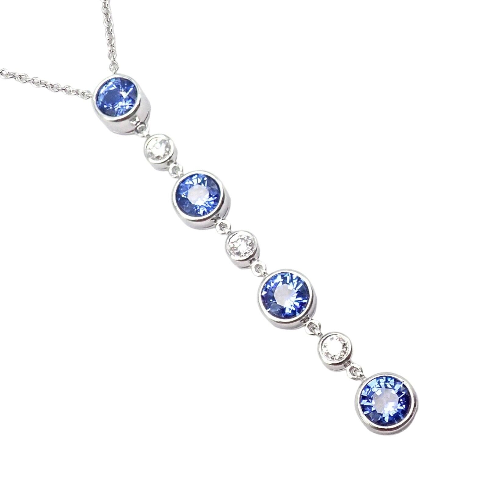 Authentic! Tiffany & Co Platinum Jazz Diamond Tanzanite Pendant Necklace | Fortrove