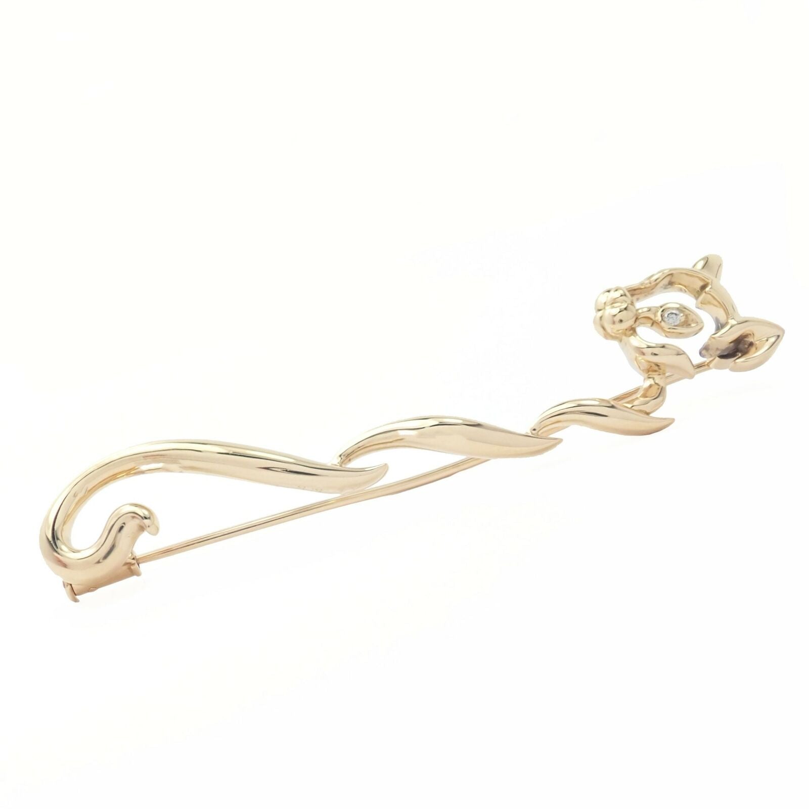 Authentic! Asprey 18k Yellow Gold Diamond Panther Pin Brooch | Fortrove