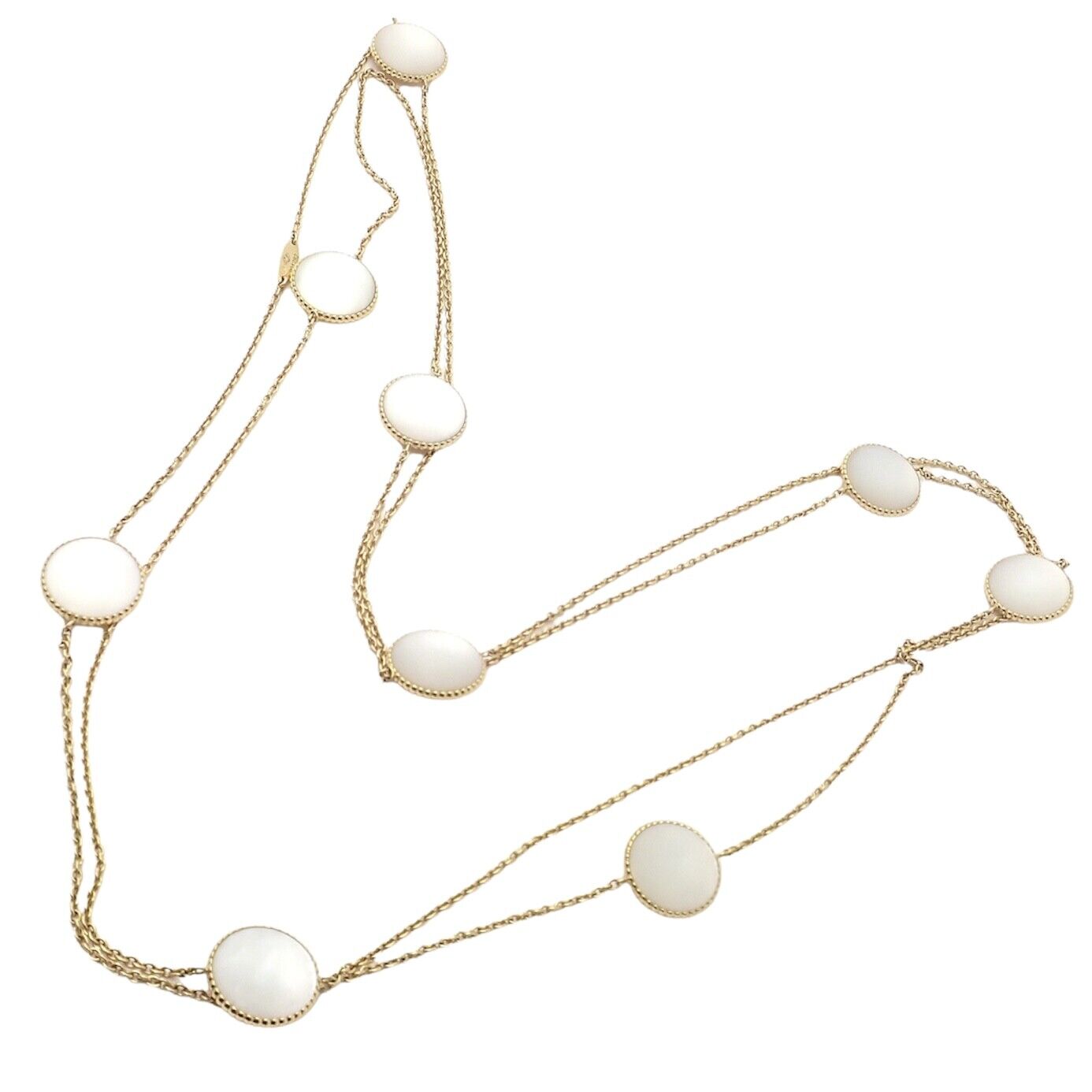 Christian Dior 18k Gold Rose De Vents Mother Of Pearl Diamond 42" Long Necklace | Fortrove