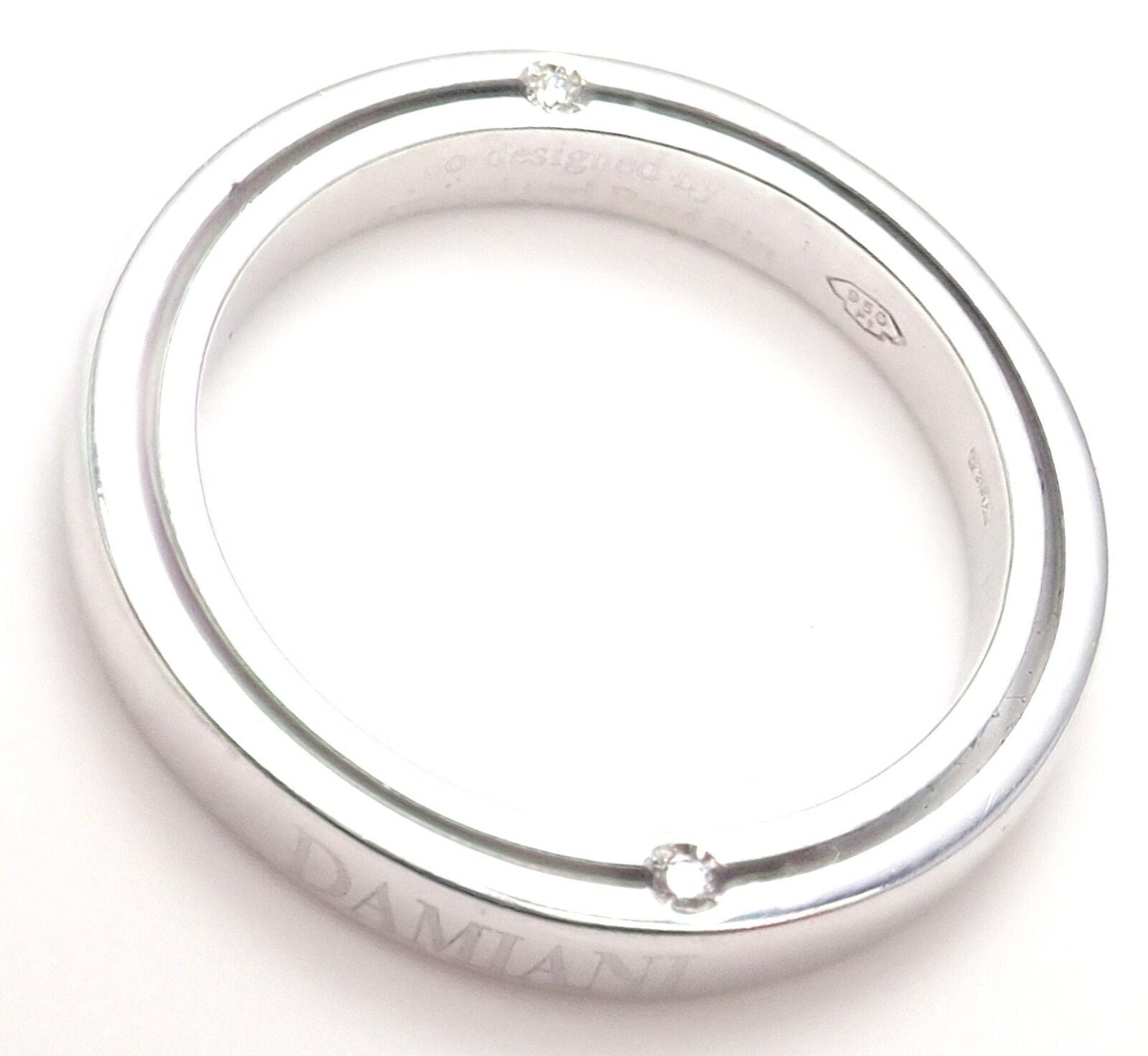 Rare! Authentic Damiani Brad Pitt Platinum 4 Diamond 3mm Band Ring Sz 7 | Fortrove