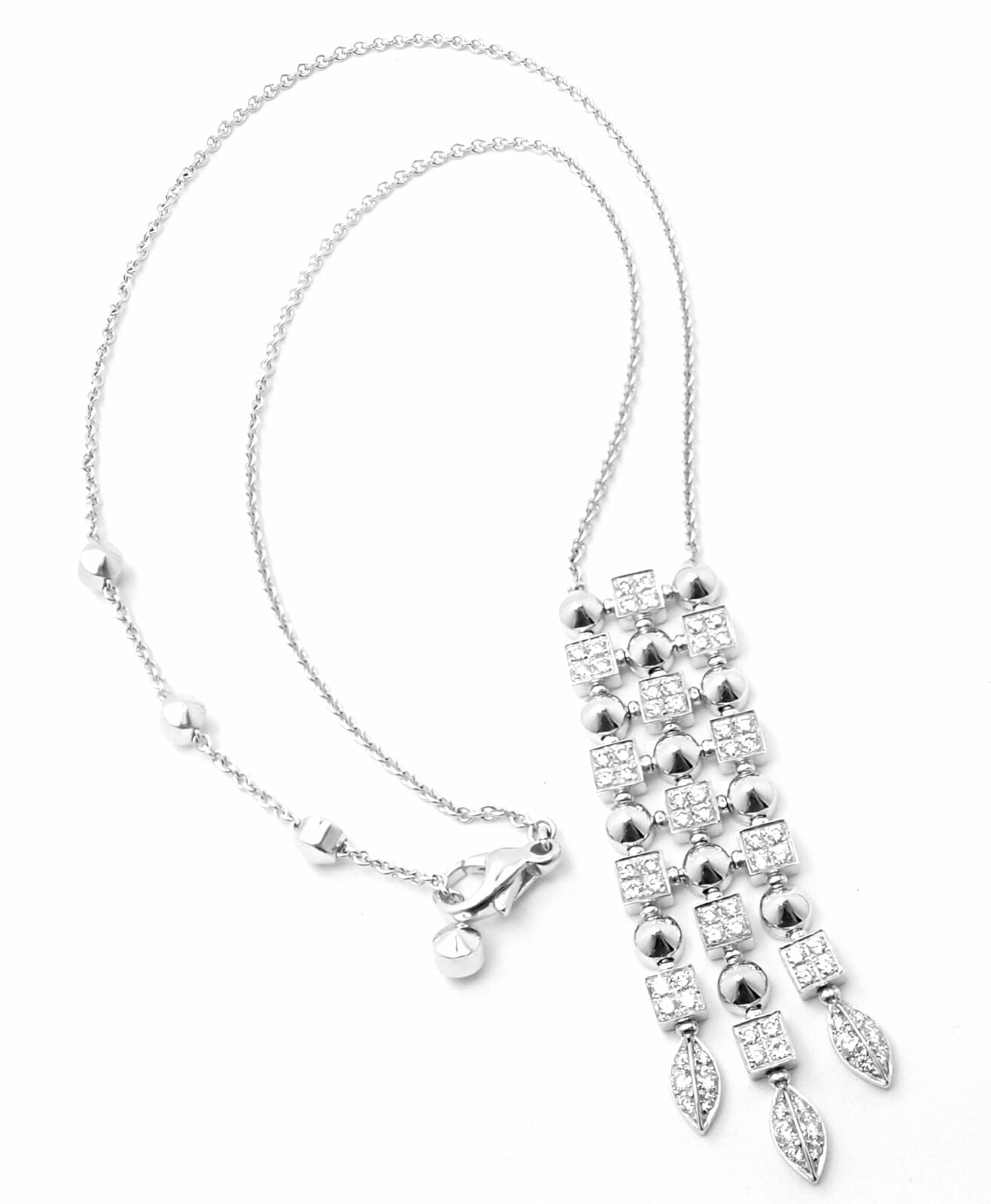 Authentic! Bvlgari Bulgari 18k White Gold Lucea Diamond Pendant Necklace | Fortrove