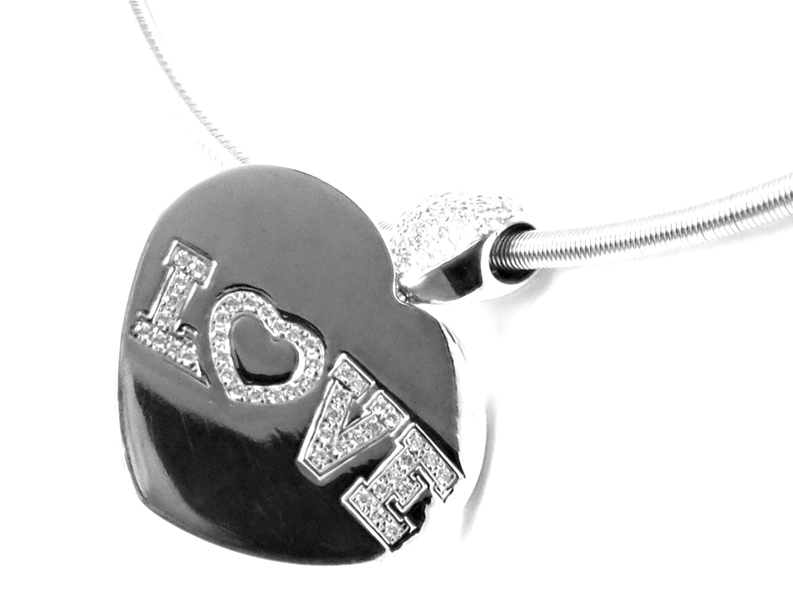 Estate Jewelry & Watches:Fine Jewelry:Necklaces & Pendants Rare! Estate 18k White Gold Diamond Love Heart Pendant Necklace
