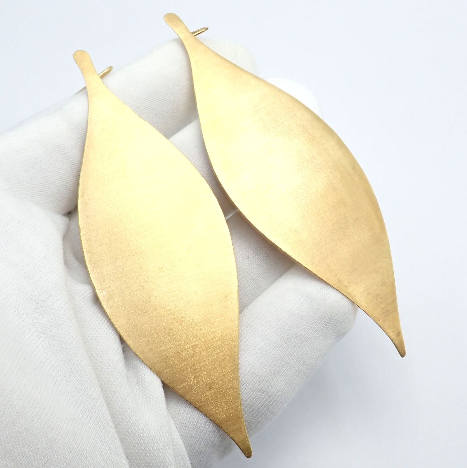 Rare Authentic H. Stern 18k Yellow Gold Large Giant Leaf Dangle Earrings | Fortrove