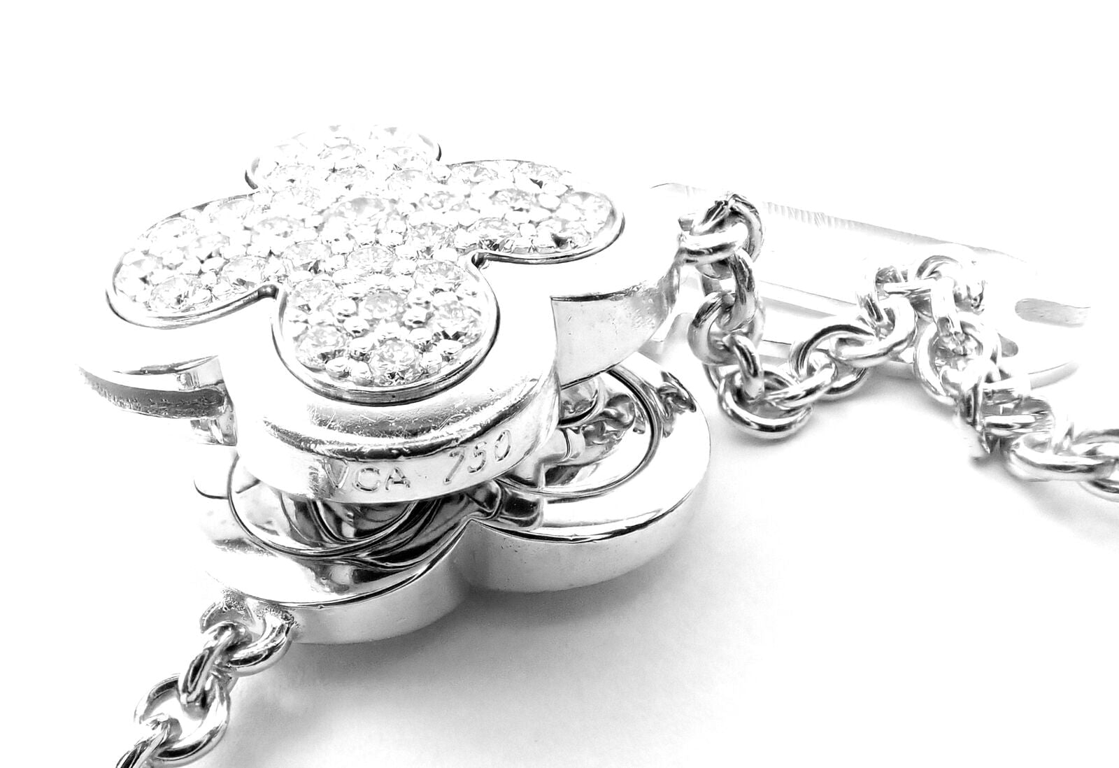 Authentic Van Cleef & Arpels 18k White Gold Diamond Pure Alhambra Necklace Paper | Fortrove