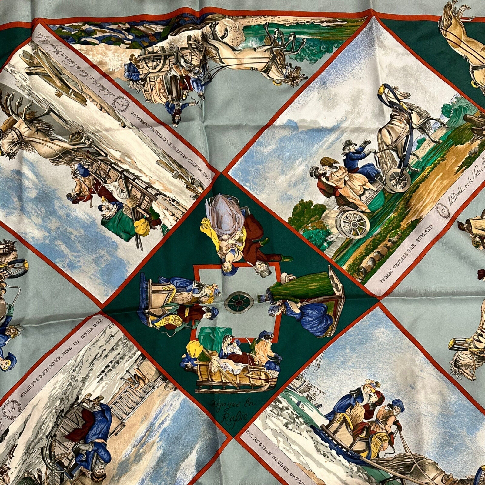 Authentic! Hermes A Walk Voyages en Russie Russia Loic Dubigeon 90cm Silk Scarf | Fortrove