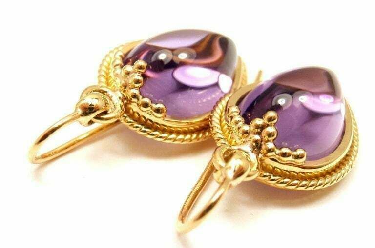 Temple St Clair Jewelry & Watches:Fine Jewelry:Earrings New! Authentic Temple St. Clair 18k Yellow Gold Chinese Bead Amethyst Earrings