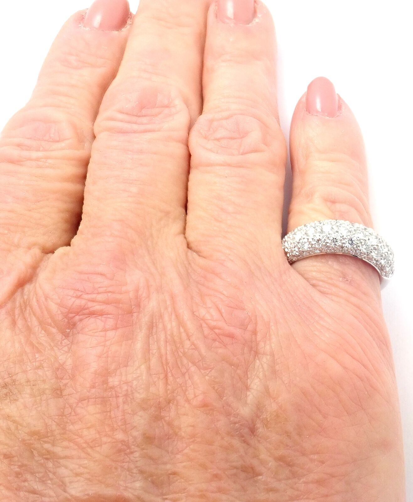 Authentic! Cartier Etincelle De Cartier 18k White Gold Diamond Band Ring | Fortrove