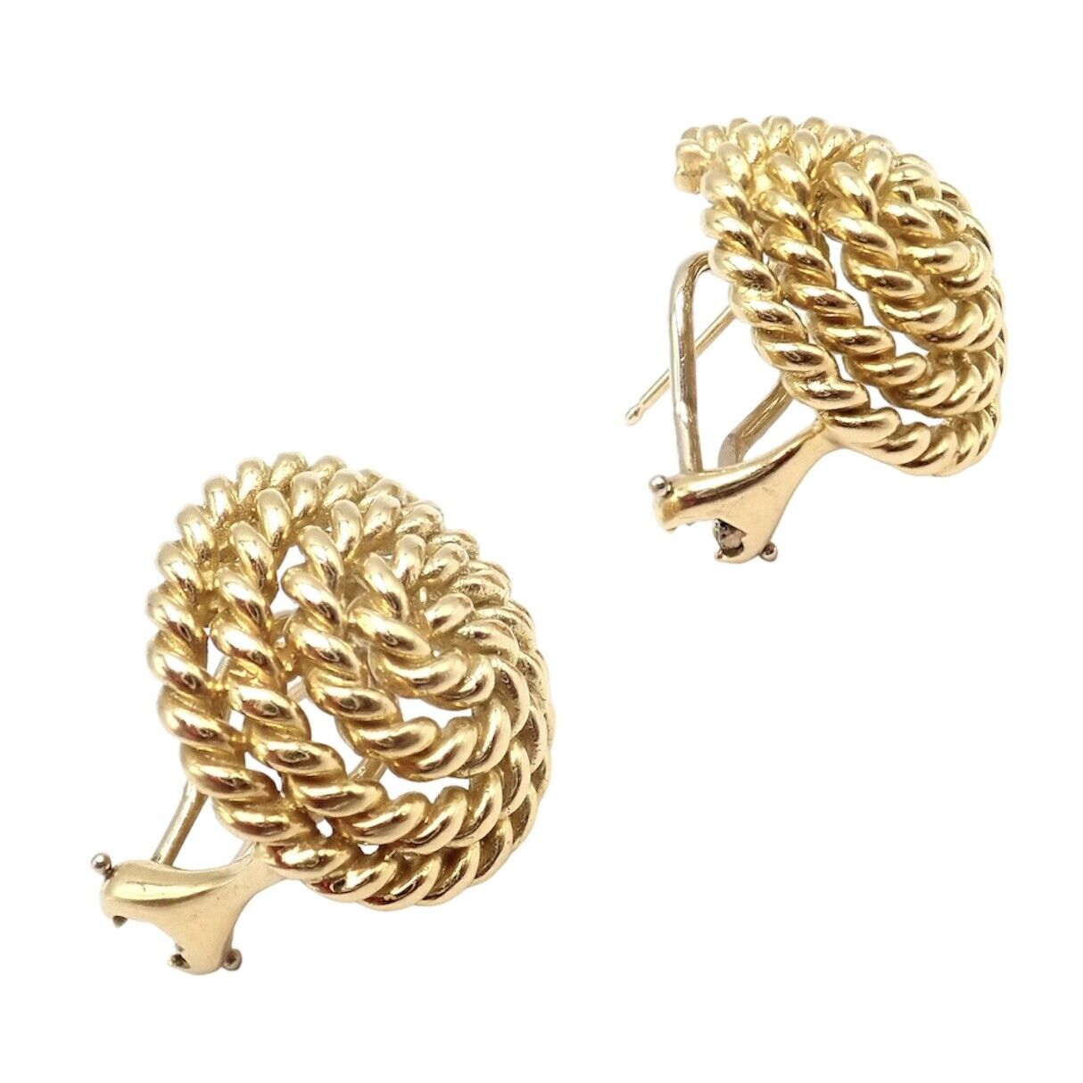 Rare! Authentic Vintage Tiffany & Co 18k Yellow Gold Large Coiled Rope Earrings | Fortrove