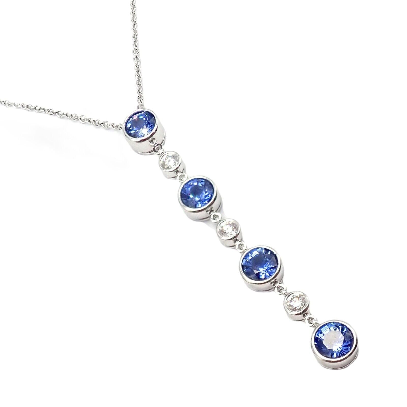 Authentic! Tiffany & Co Platinum Jazz Diamond Tanzanite Pendant Necklace | Fortrove