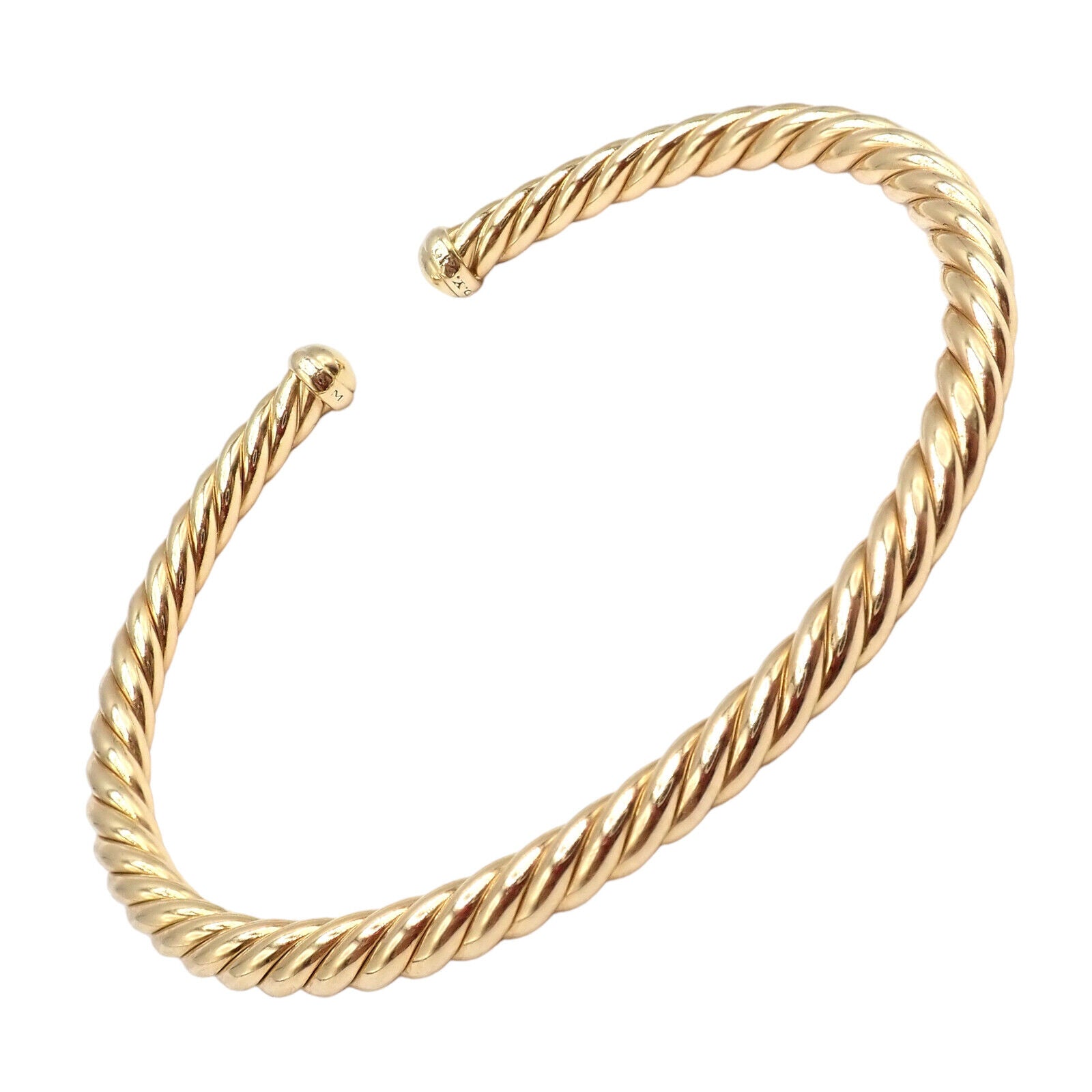 Authentic! David Yurman DY 18k Yellow Gold 4mm Cable Medium Bangle Bracelet | Fortrove