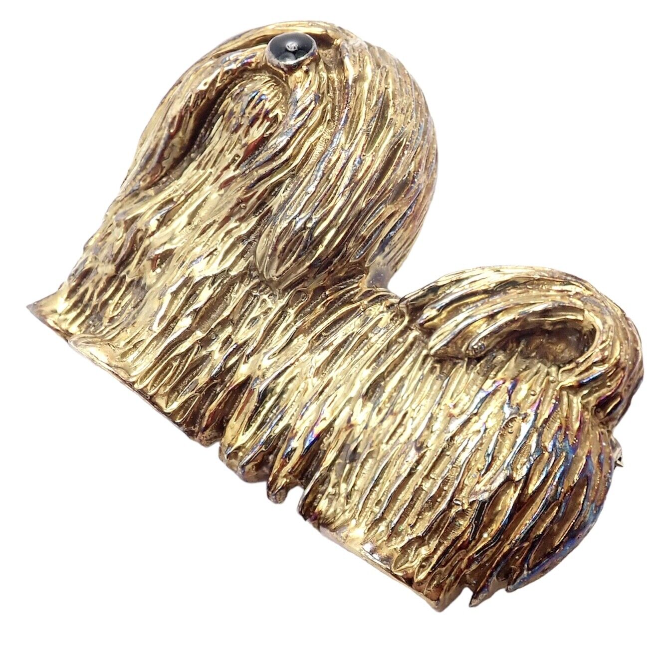 Rare! Vintage Tiffany & Co 14k Yellow Gold Enamel Dog Shih Tzu Brooch Pin 1960's | Fortrove