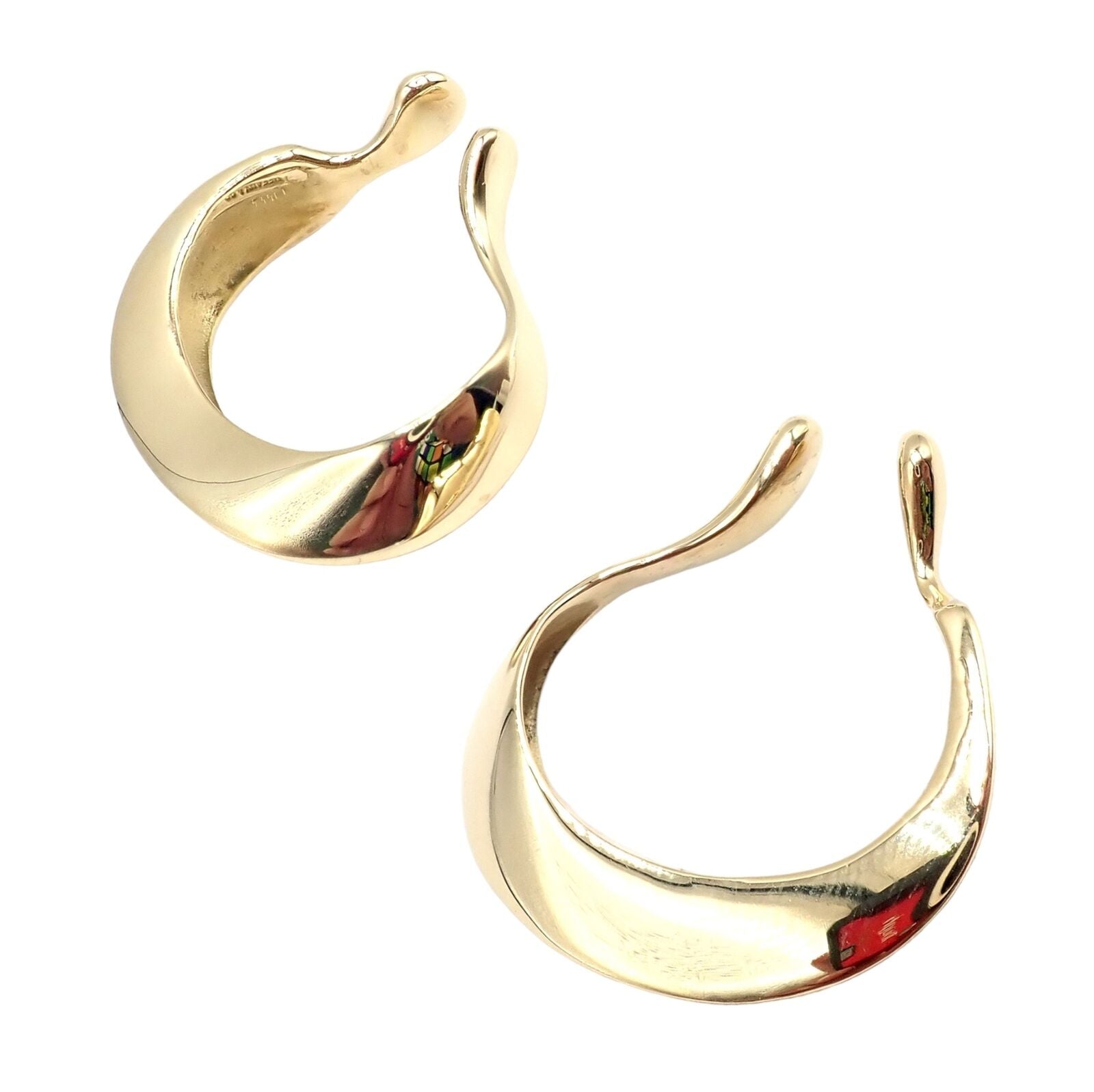 Authentic Vintage Tiffany & Co 18k Yellow Gold Peretti Lily Lobe Hoop Earrings | Fortrove