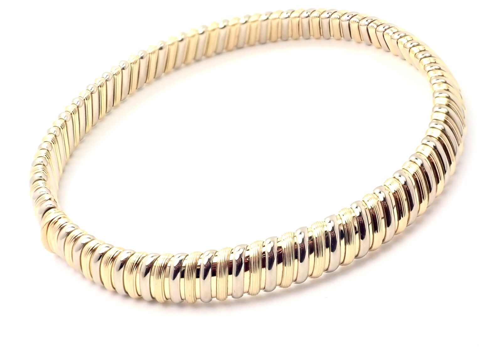 Bvlgari Jewelry & Watches:Fine Jewelry:Necklaces & Pendants Authentic! Bvlgari Bulgari Tubogas 18k Yellow And White Gold Choker Necklace