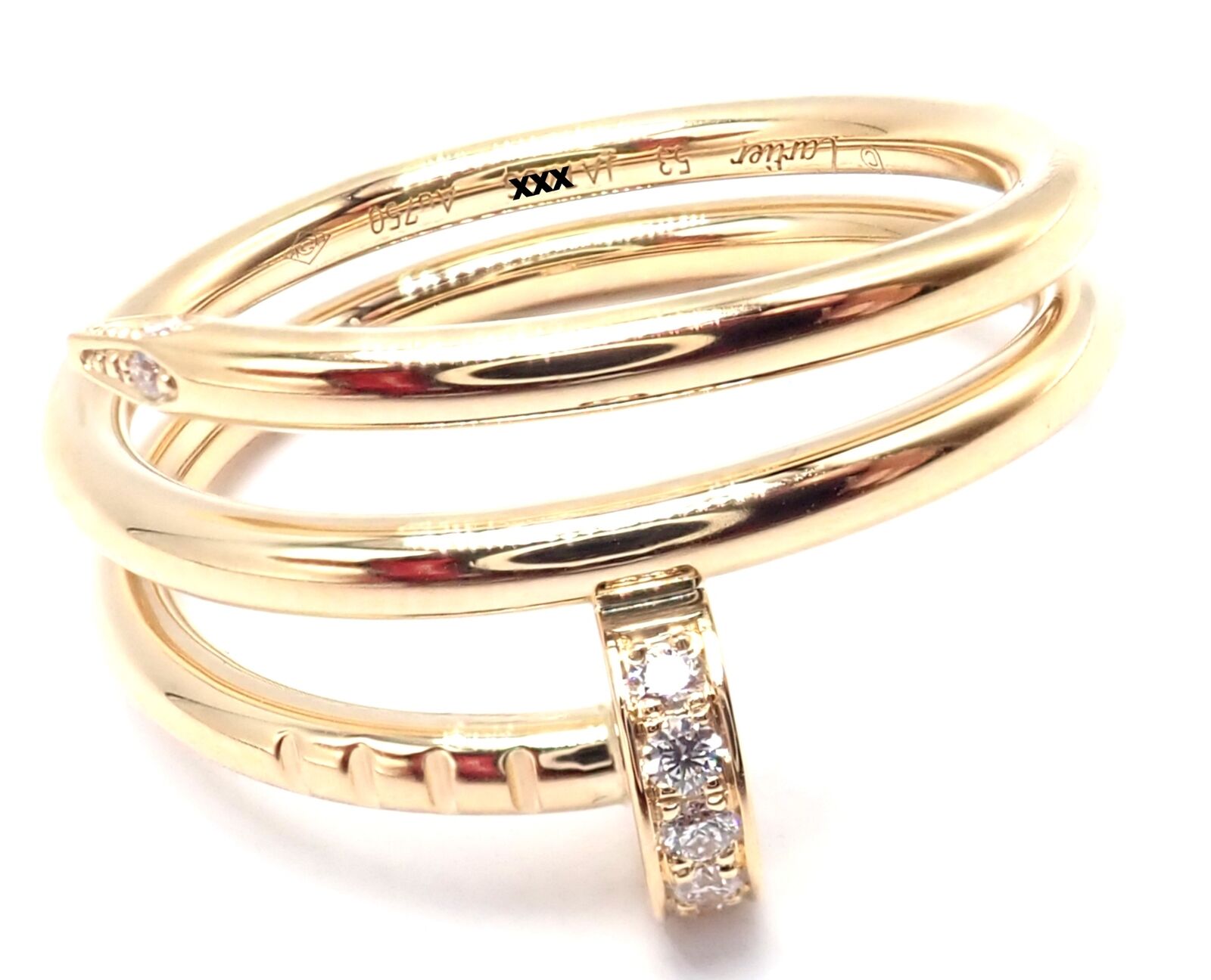 Cartier Juste Un Clou 18k Yellow Gold Diamond Nail Band Ring Size 53 Paper | Fortrove