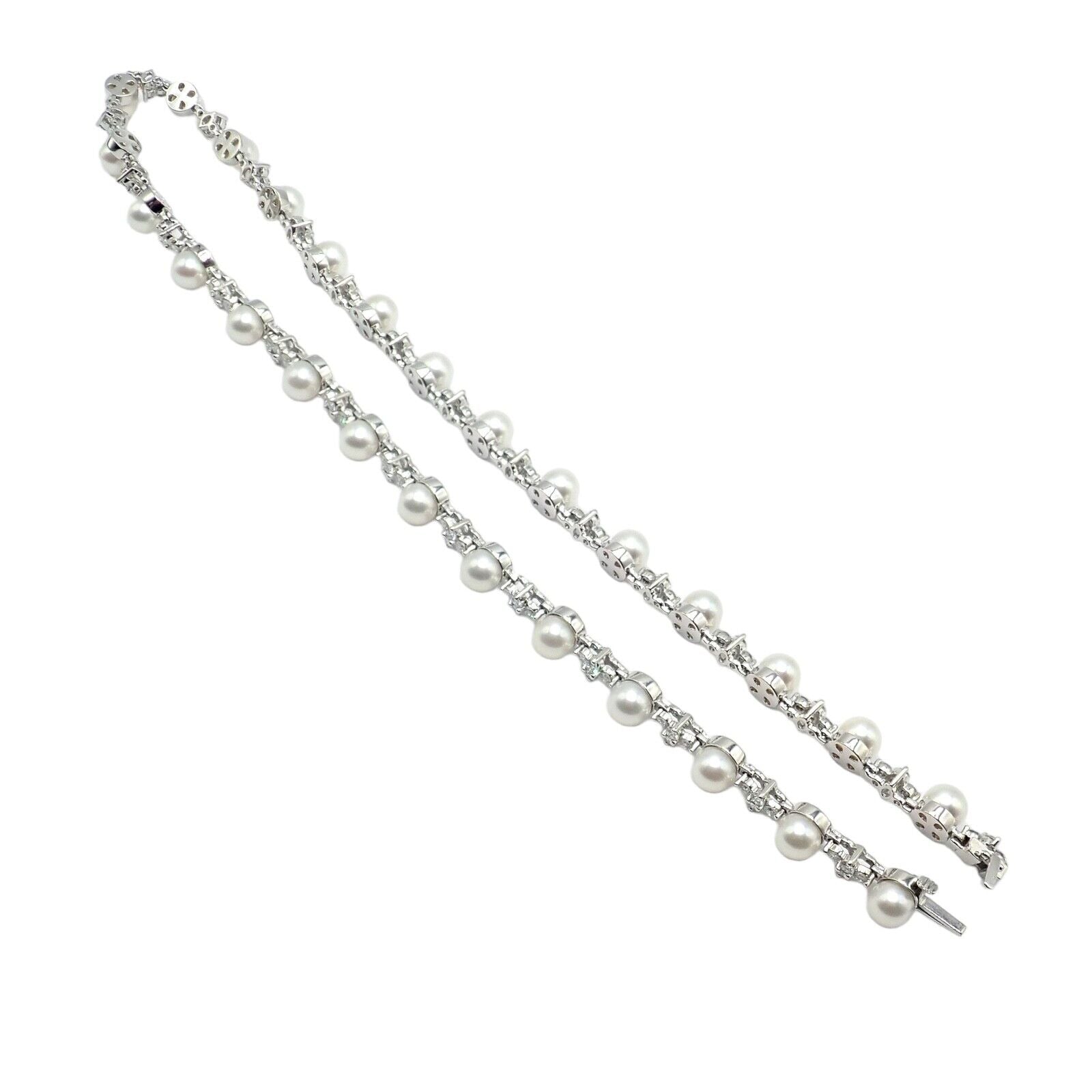 Authentic! Tiffany & Co Platinum Diamond 6.5mm Pearl Necklace | Fortrove