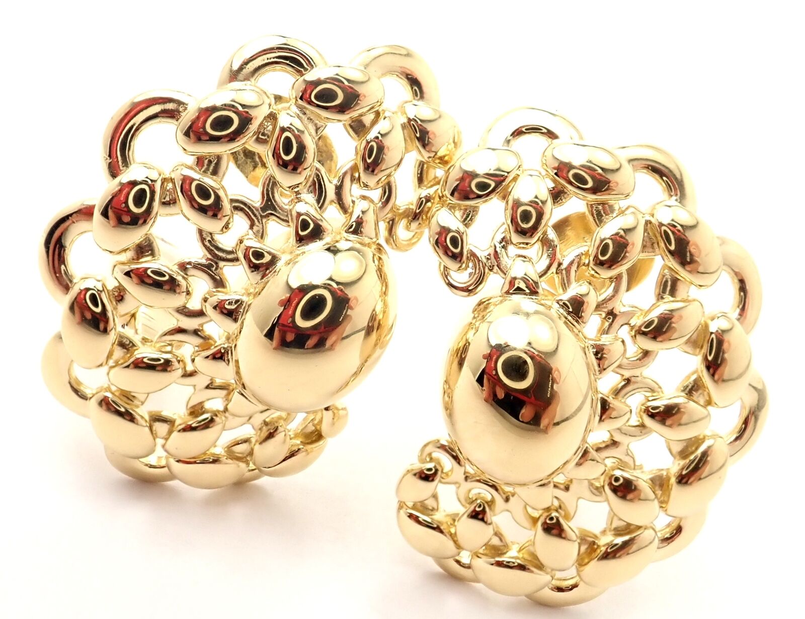 Authentic! Vintage Hermes 18K Yellow Gold Large Earrings | Fortrove