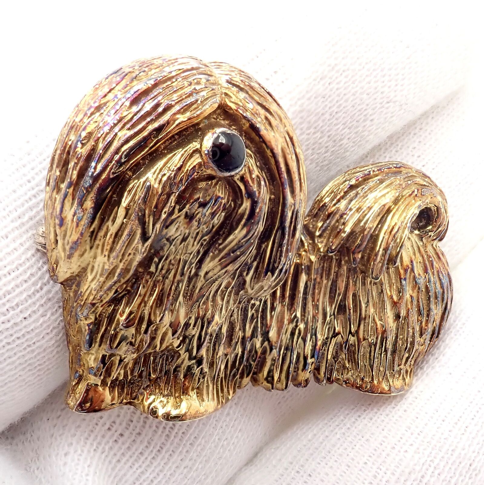 Rare! Vintage Tiffany & Co 14k Yellow Gold Enamel Dog Shih Tzu Brooch Pin 1960's | Fortrove